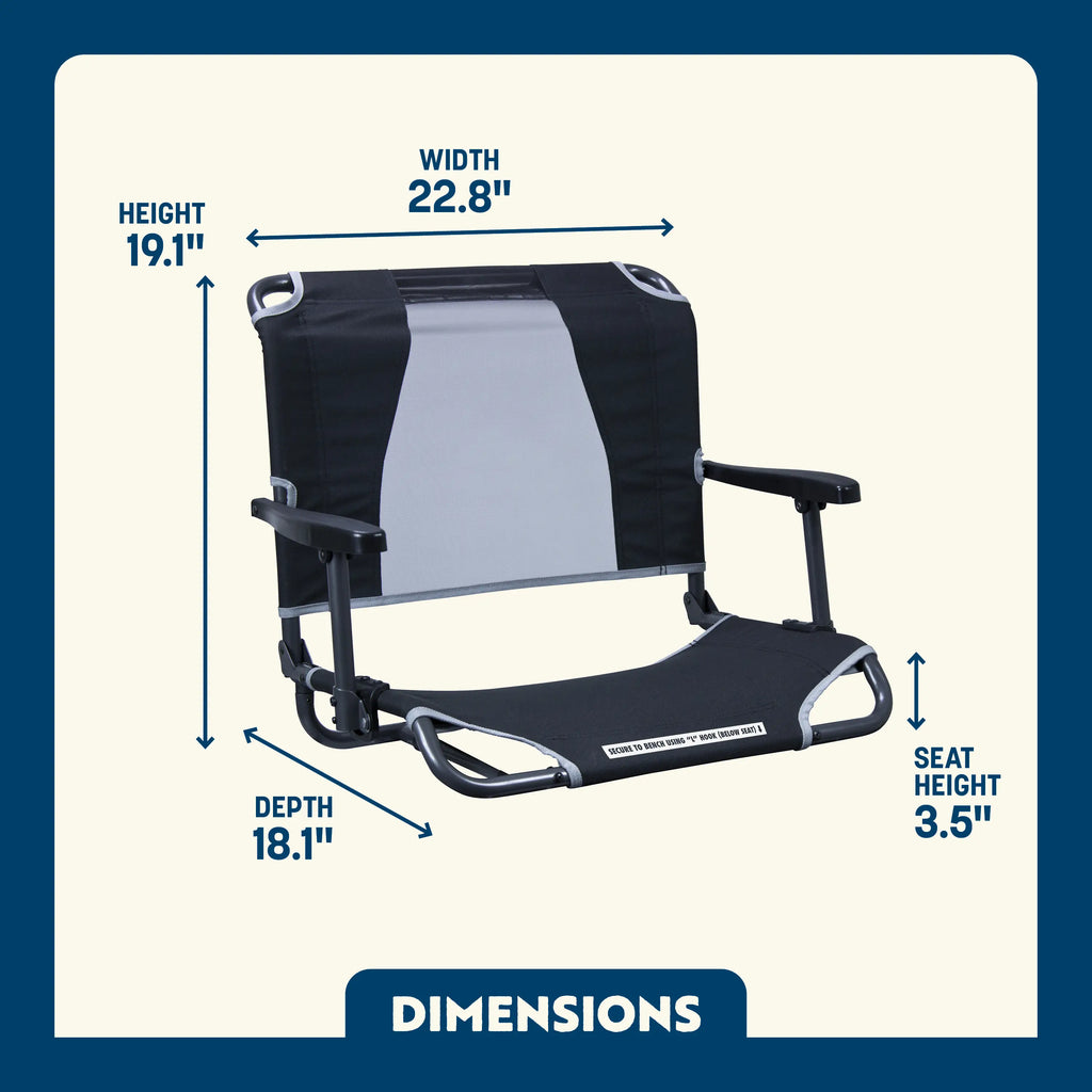 Ultra-Lightweight Big Comfort Stadium Chair with Armrests - Choice 465 - Bleacher-Friendly Stadium Chair with Back Support Detail