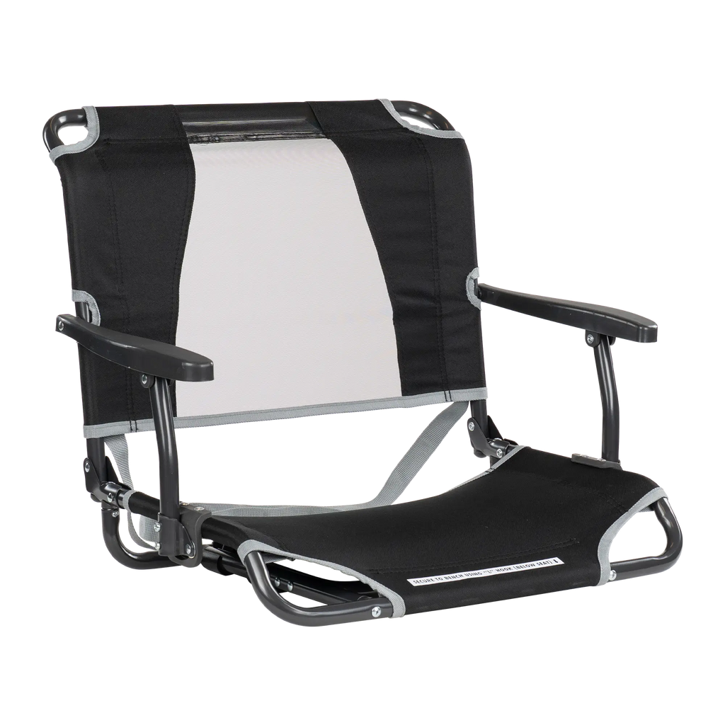 Ultra-Lightweight Big Comfort Stadium Chair with Armrests - Choice 465 - Bleacher-Friendly Stadium Chair with Back Support - Black