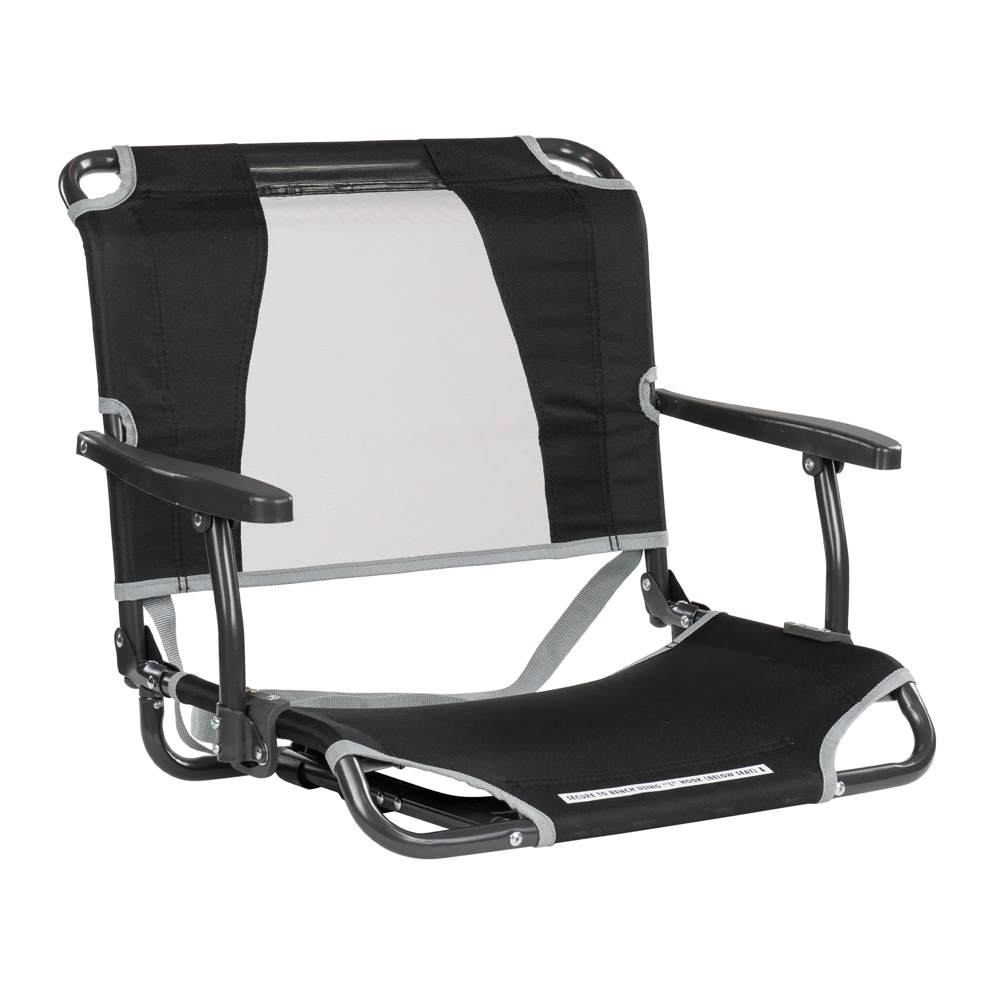 Ultra-Lightweight Big Comfort Stadium Chair with Armrests - Choice 465 - Bleacher-Friendly Stadium Chair with Back Support - Black
