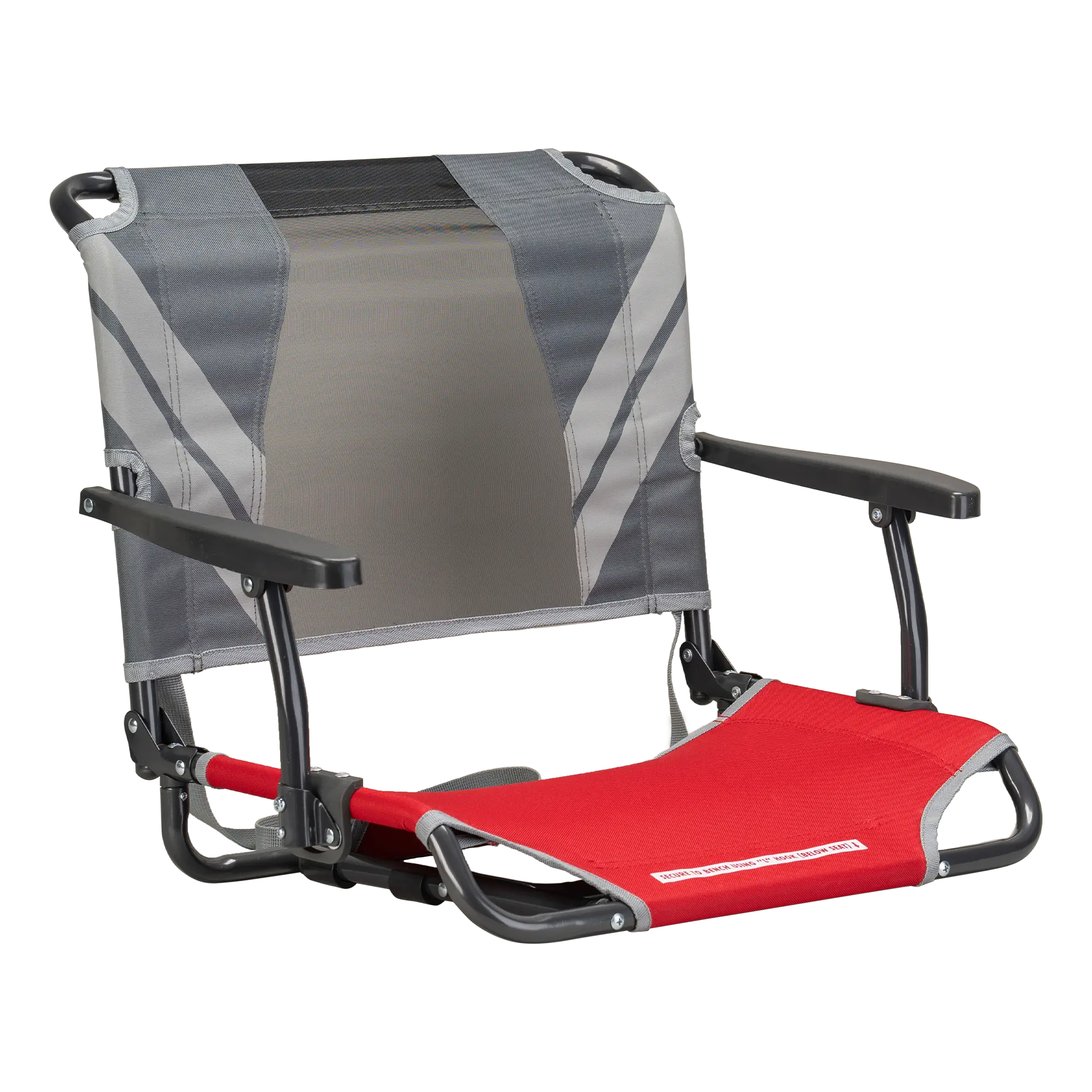 Ultra-Lightweight Big Comfort Stadium Chair with Armrests - Choice 465 - Bleacher-Friendly Stadium Chair with Back Support - Red/Gray