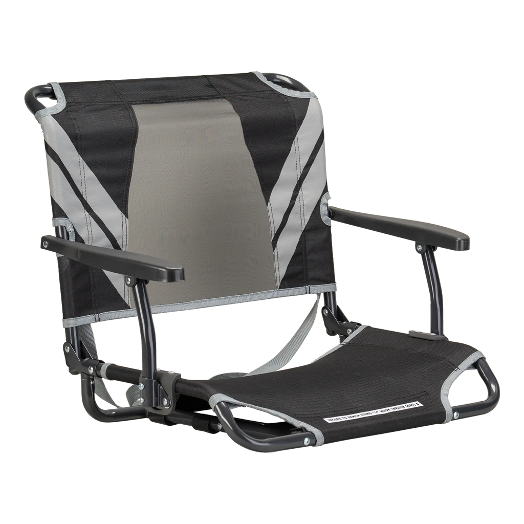 Ultra-Lightweight Big Comfort Stadium Chair with Armrests - Choice 465 - Bleacher-Friendly Stadium Chair with Back Support - Black/Gray