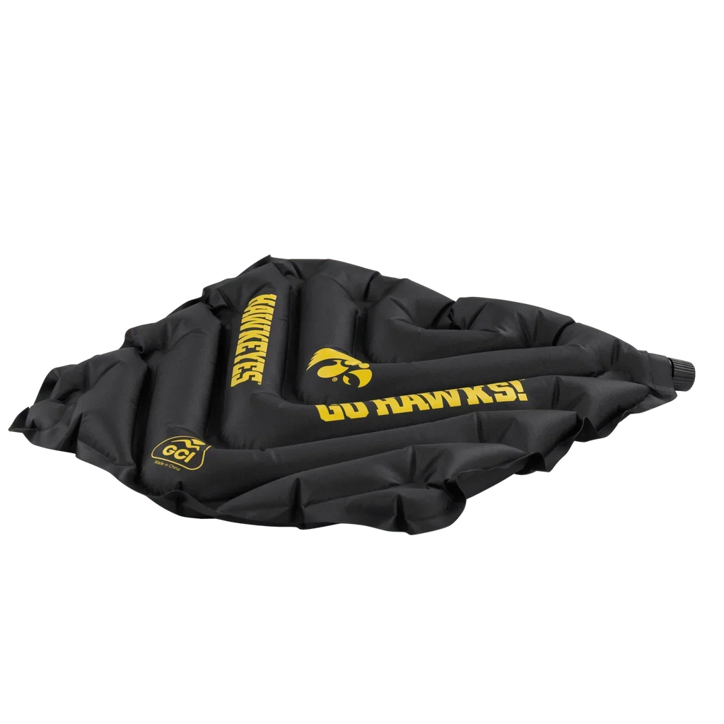 Secure-Hook College V Seat Inflatable Stadium Cushion - Iowa Hawkeyes - Choice 157 - Bleacher-Friendly Stadium Chair with Back Support Detail
