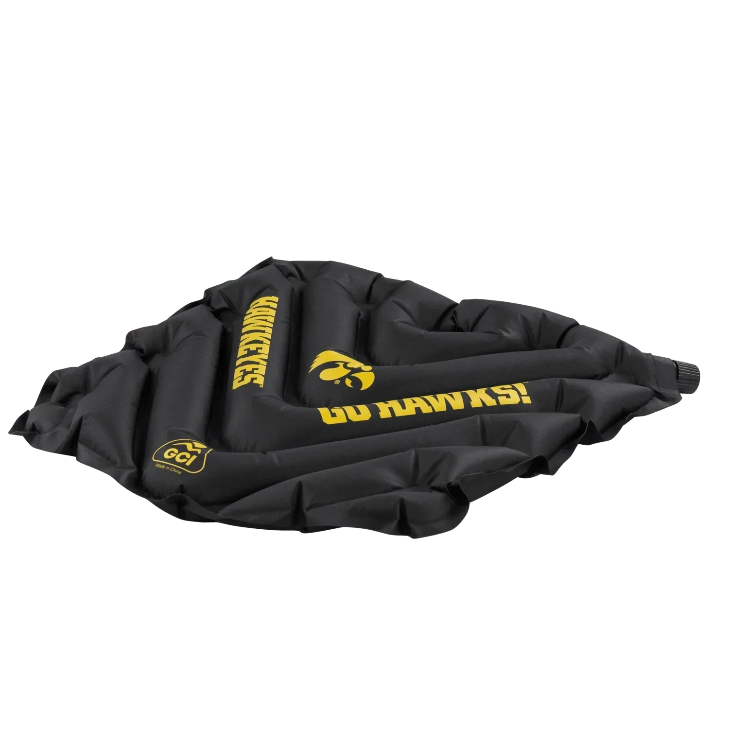Secure-Hook College V Seat Inflatable Stadium Cushion - Iowa Hawkeyes - Choice 157 - Bleacher-Friendly Stadium Chair with Back Support Detail