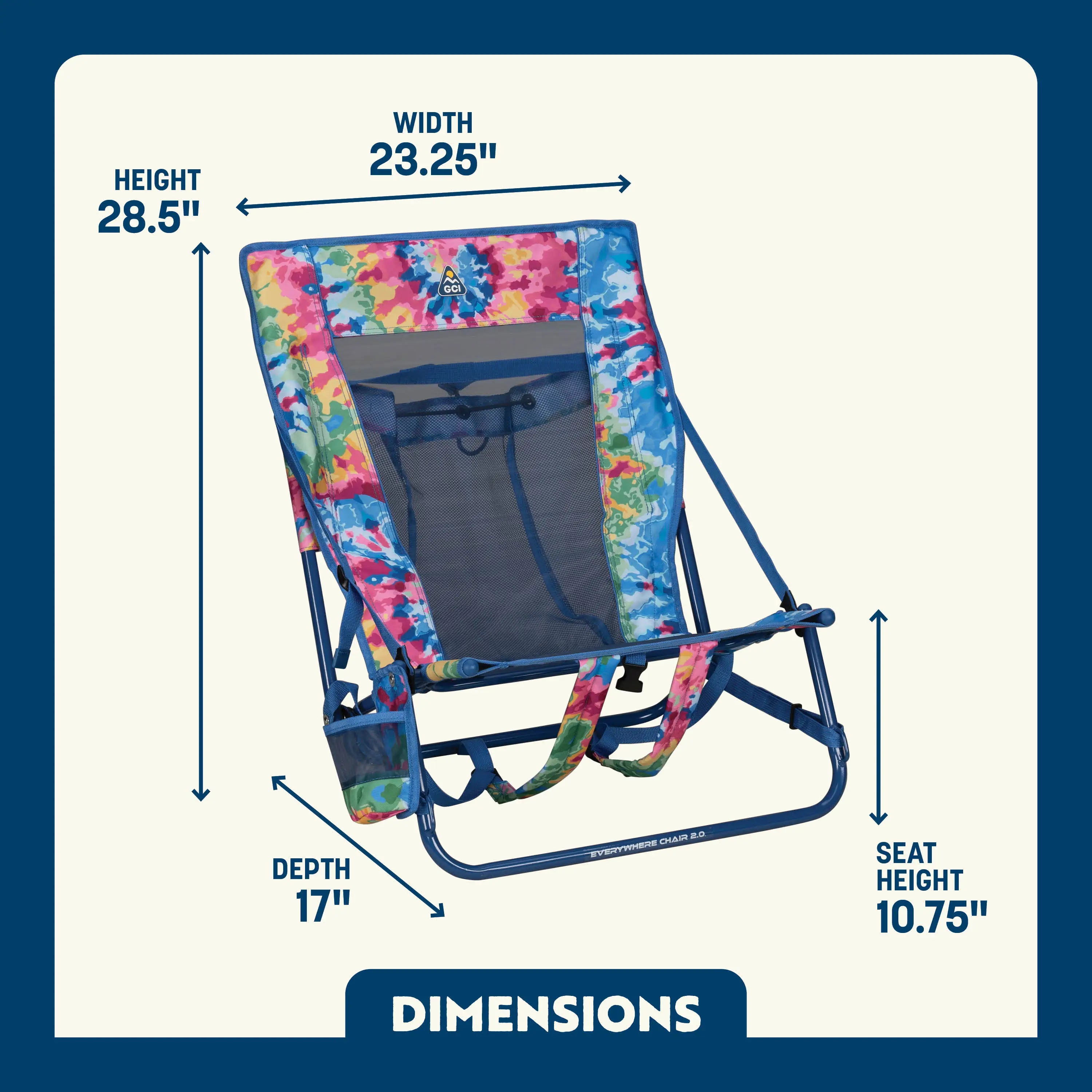 Sand-Friendly Everywhere Chair 2 - Choice 656 - Low-Profile Reclining Beach Chair with Backpack Straps Detail