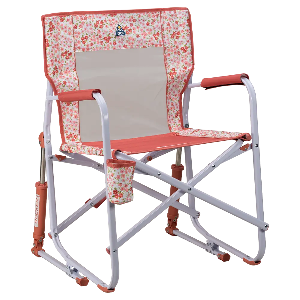 Heavy-Duty Freestyle Freestyle Rocker - Choice 711 - Heavy-Duty Kickback Rocker with Beverage Holder - Pink Sundress