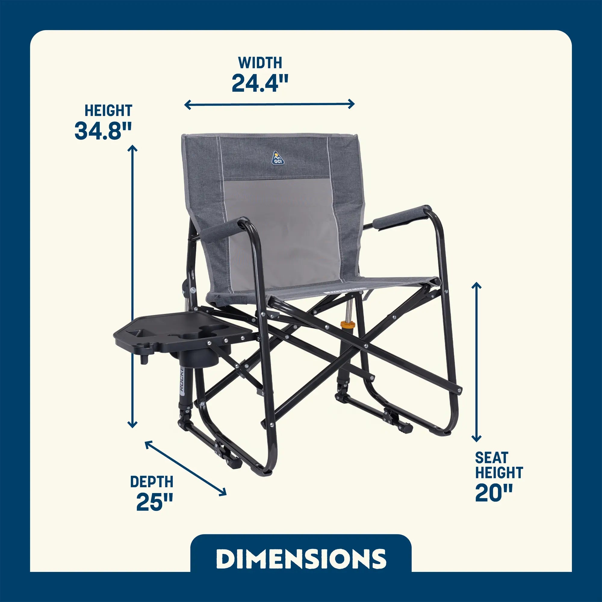 Heavy-Duty Freestyle Freestyle Rocker with Side Table - Choice 853 - Patented Spring-Action Rocking Chair for Camping Detail