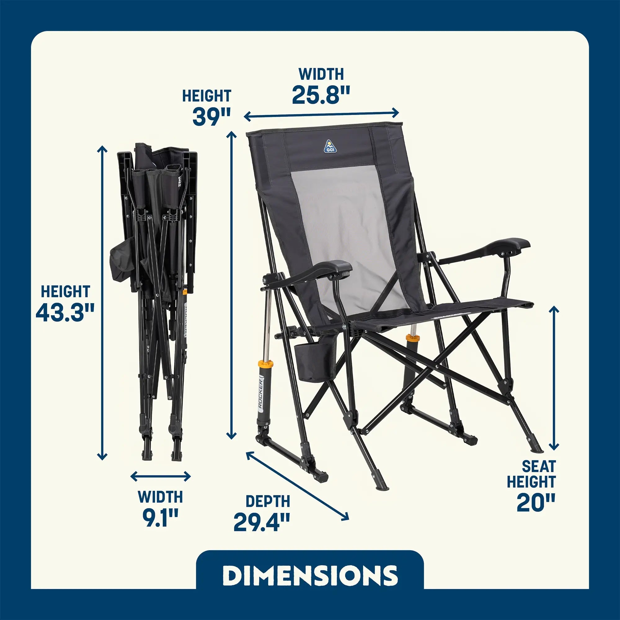 Smooth Motion RoadTrip Rocker - Choice 855 - Freestyle Rocker Portable Outdoor Folding Chair Detail