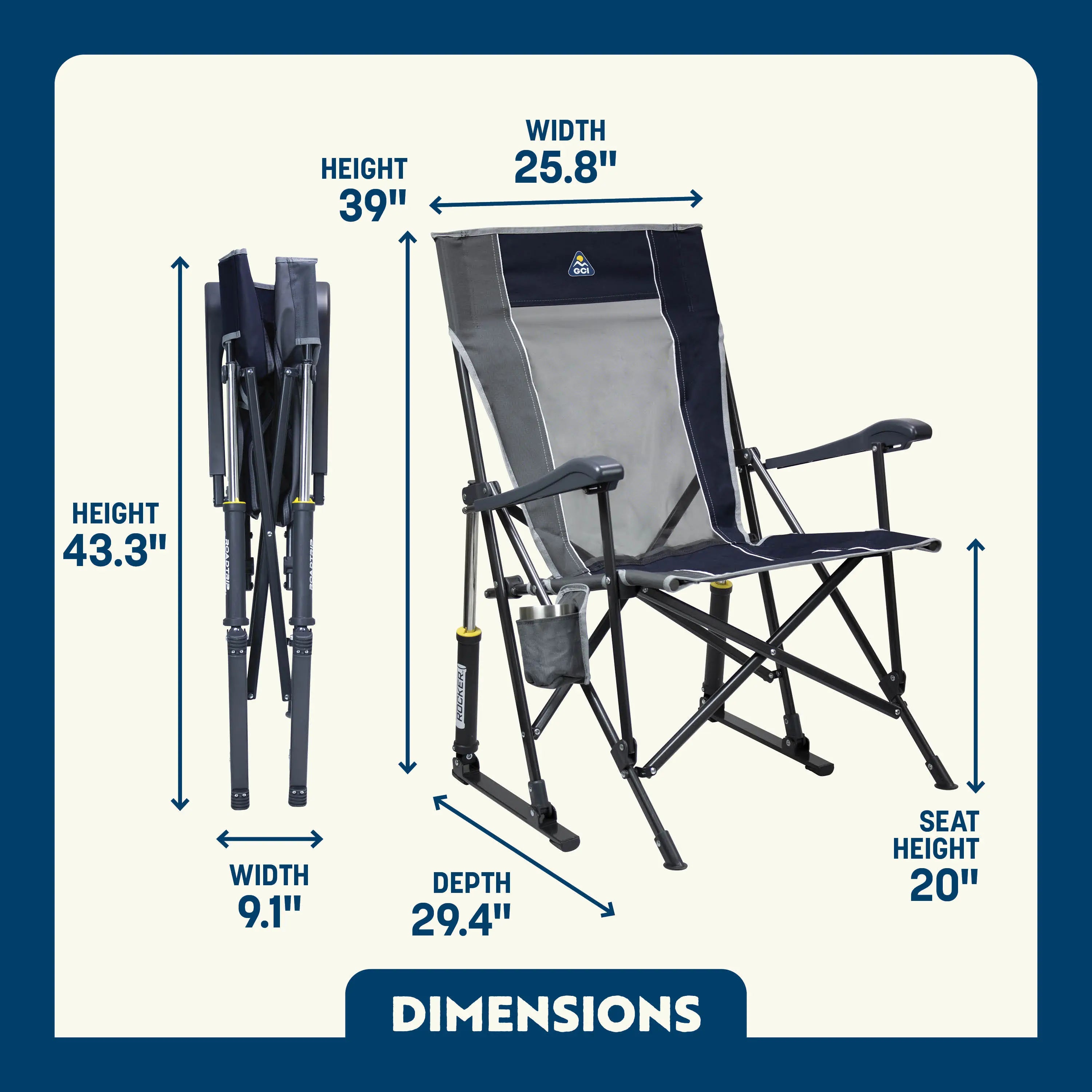 Smooth Motion RoadTrip Rocker - Choice 855 - Freestyle Rocker Portable Outdoor Folding Chair Detail