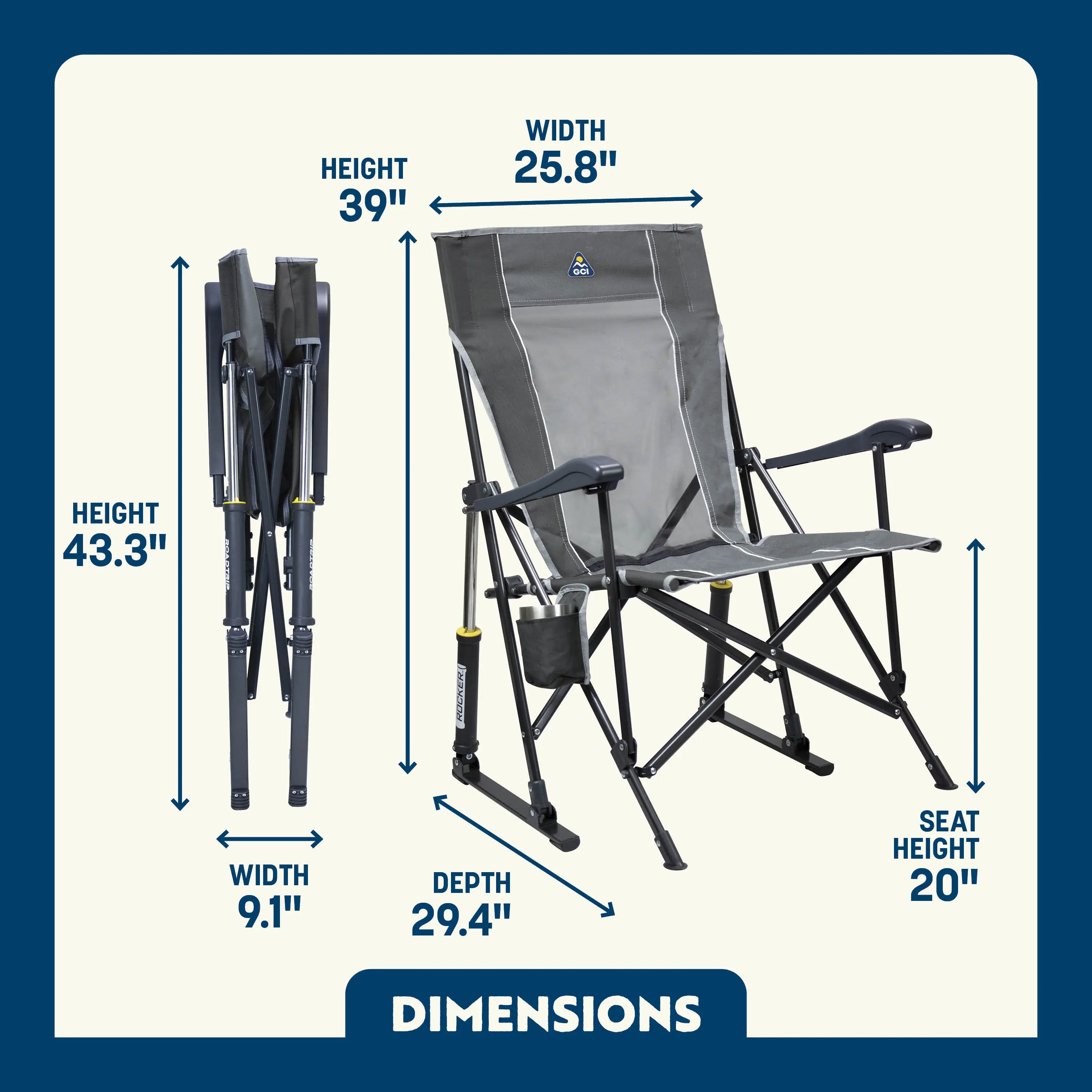 Smooth Motion RoadTrip Rocker - Choice 855 - Freestyle Rocker Portable Outdoor Folding Chair Detail
