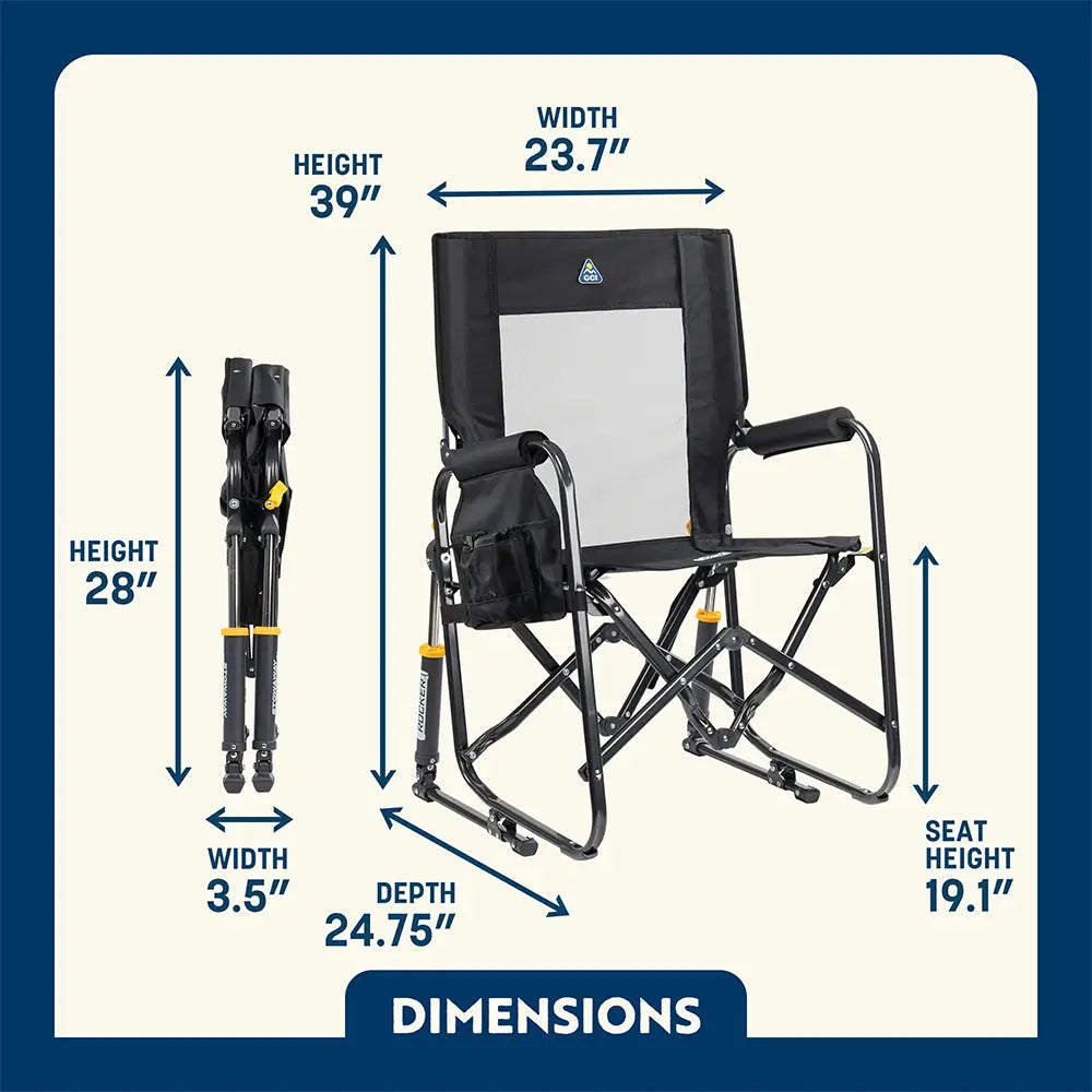 Premium All-Weather Stowaway Rocker - Choice 794 - Freestyle Rocker Portable Outdoor Folding Chair Detail