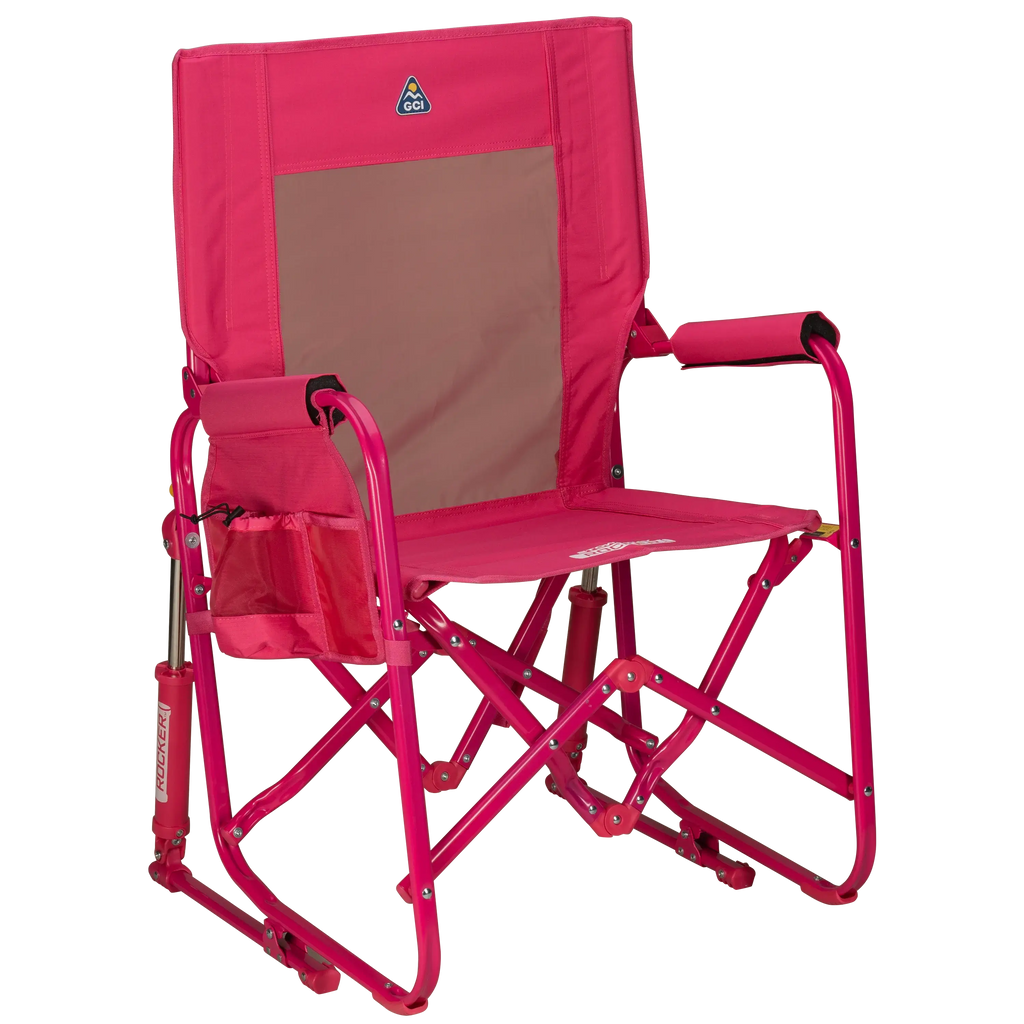 Premium All-Weather Stowaway Rocker - Choice 794 - Freestyle Rocker Portable Outdoor Folding Chair - Bright Pink