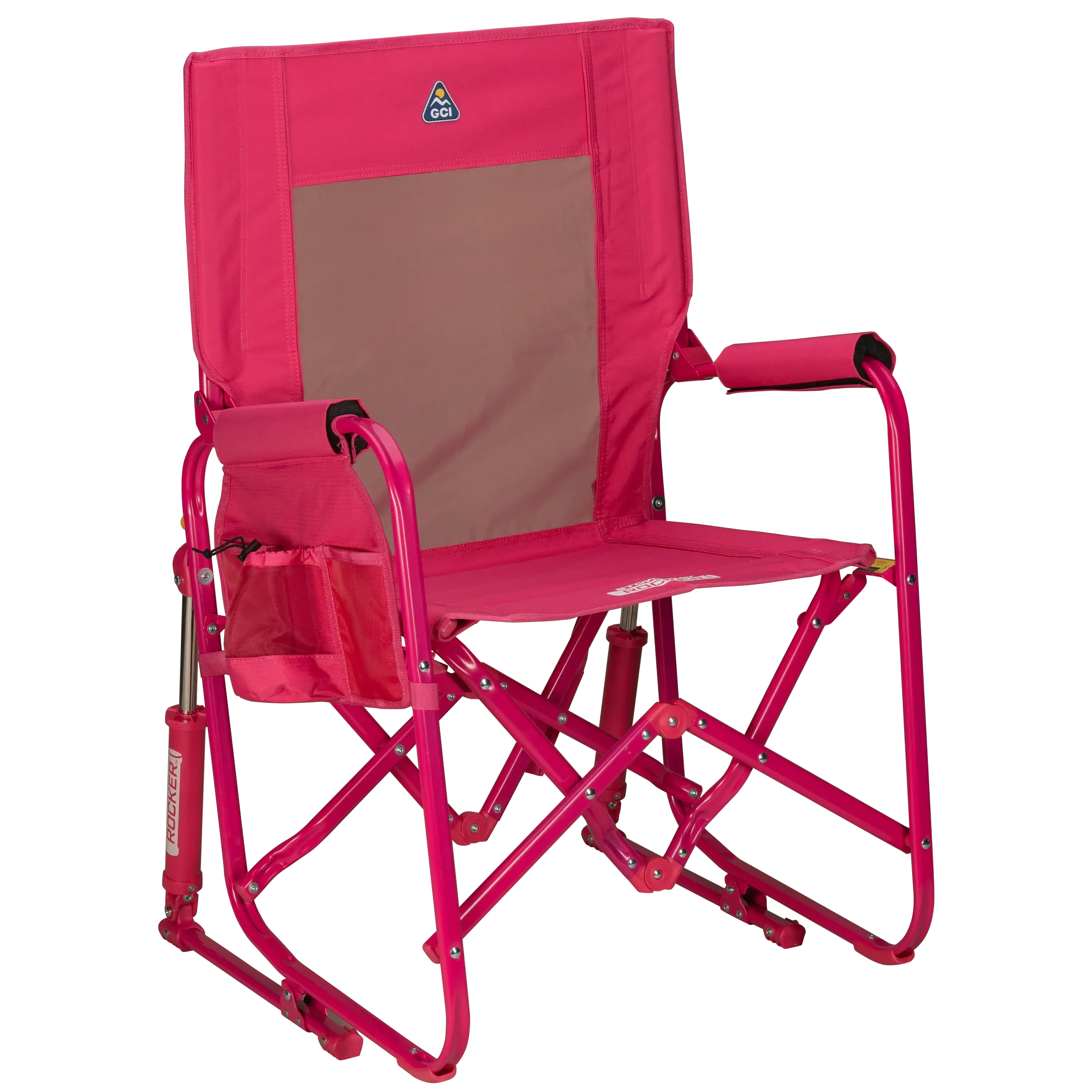 Premium All-Weather Stowaway Rocker - Choice 794 - Freestyle Rocker Portable Outdoor Folding Chair - Bright Pink