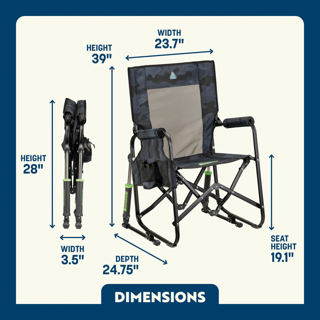 Premium All-Weather Stowaway Rocker - Choice 794 - Freestyle Rocker Portable Outdoor Folding Chair Detail