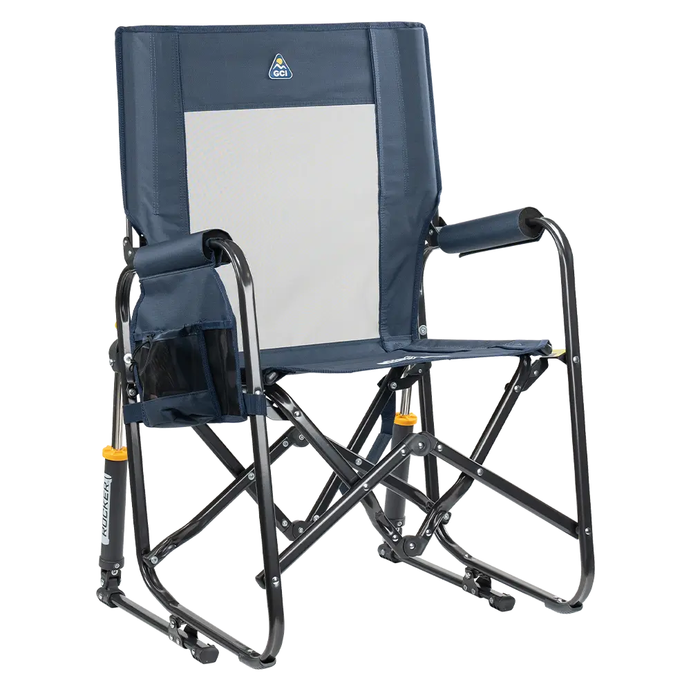 Premium All-Weather Stowaway Rocker - Choice 794 - Freestyle Rocker Portable Outdoor Folding Chair - Denim