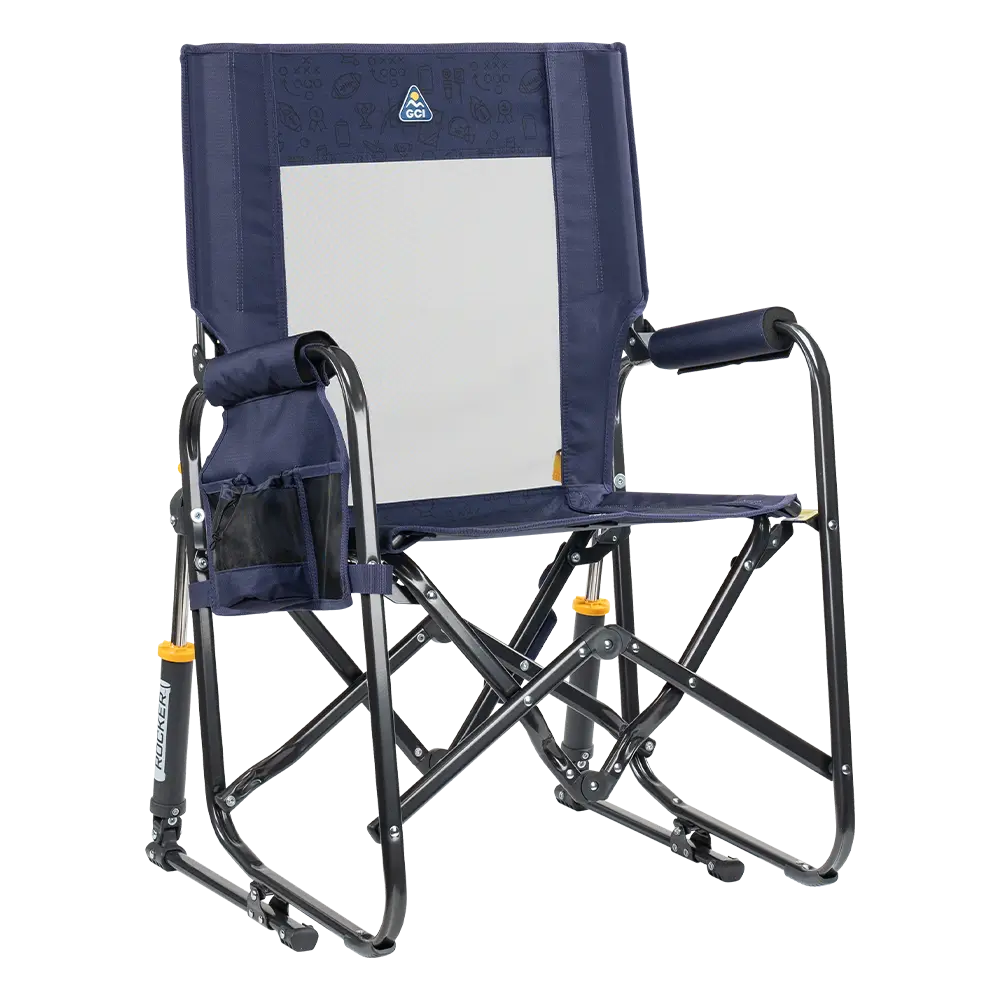 Premium All-Weather Stowaway Rocker - Choice 794 - Freestyle Rocker Portable Outdoor Folding Chair - Tailgater Rich Blue