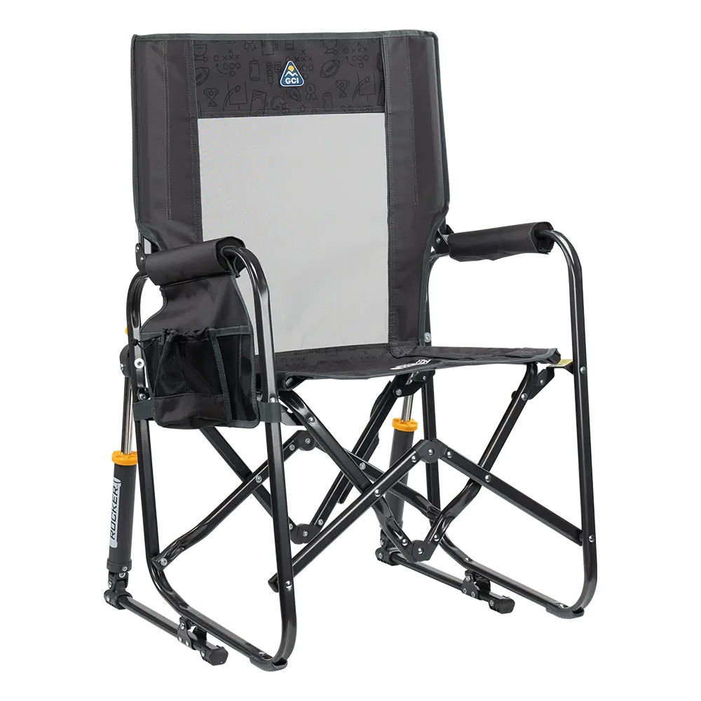 Premium All-Weather Stowaway Rocker - Choice 794 - Freestyle Rocker Portable Outdoor Folding Chair - Tailgater Dark Charcoal