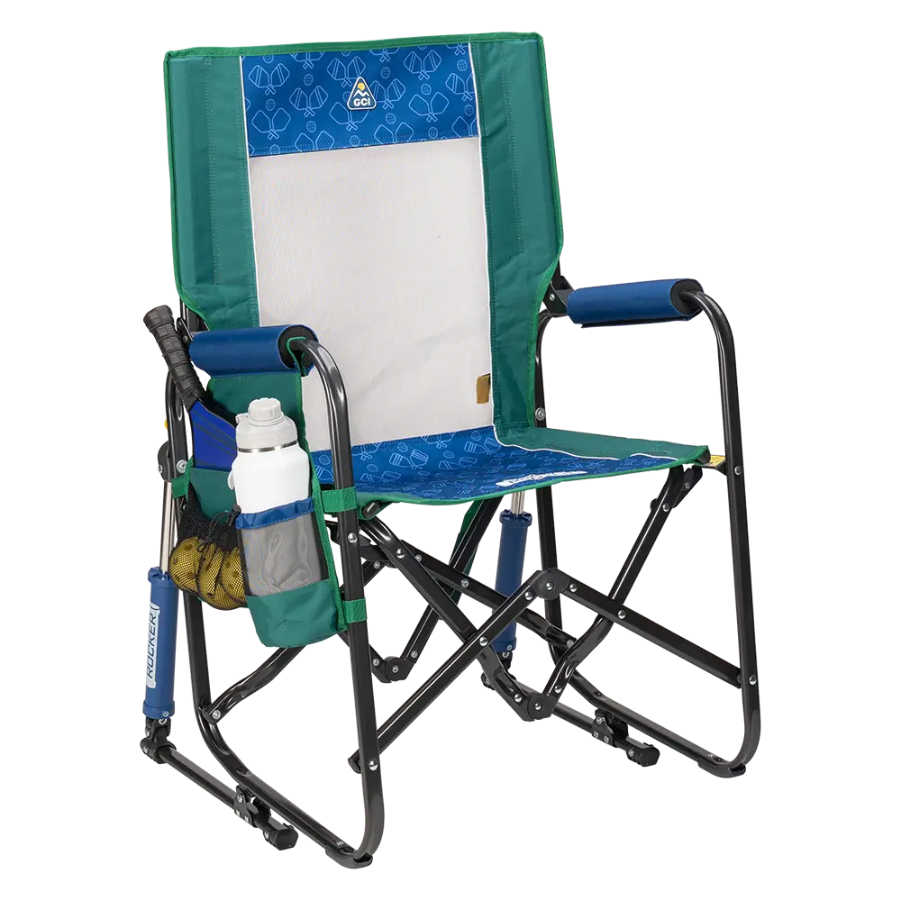 Premium All-Weather Stowaway Rocker - Choice 794 - Freestyle Rocker Portable Outdoor Folding Chair - Pickleball Green