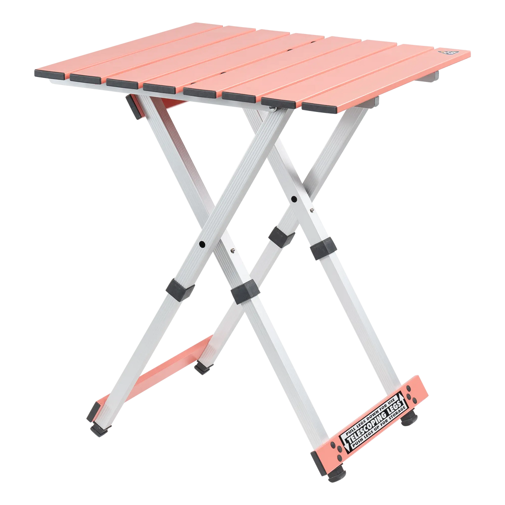 Slim-Fold Compact Camp Table 20 - Choice 513 - Slim-Fold Outdoor Cook Station with Storage Shelves - Coral