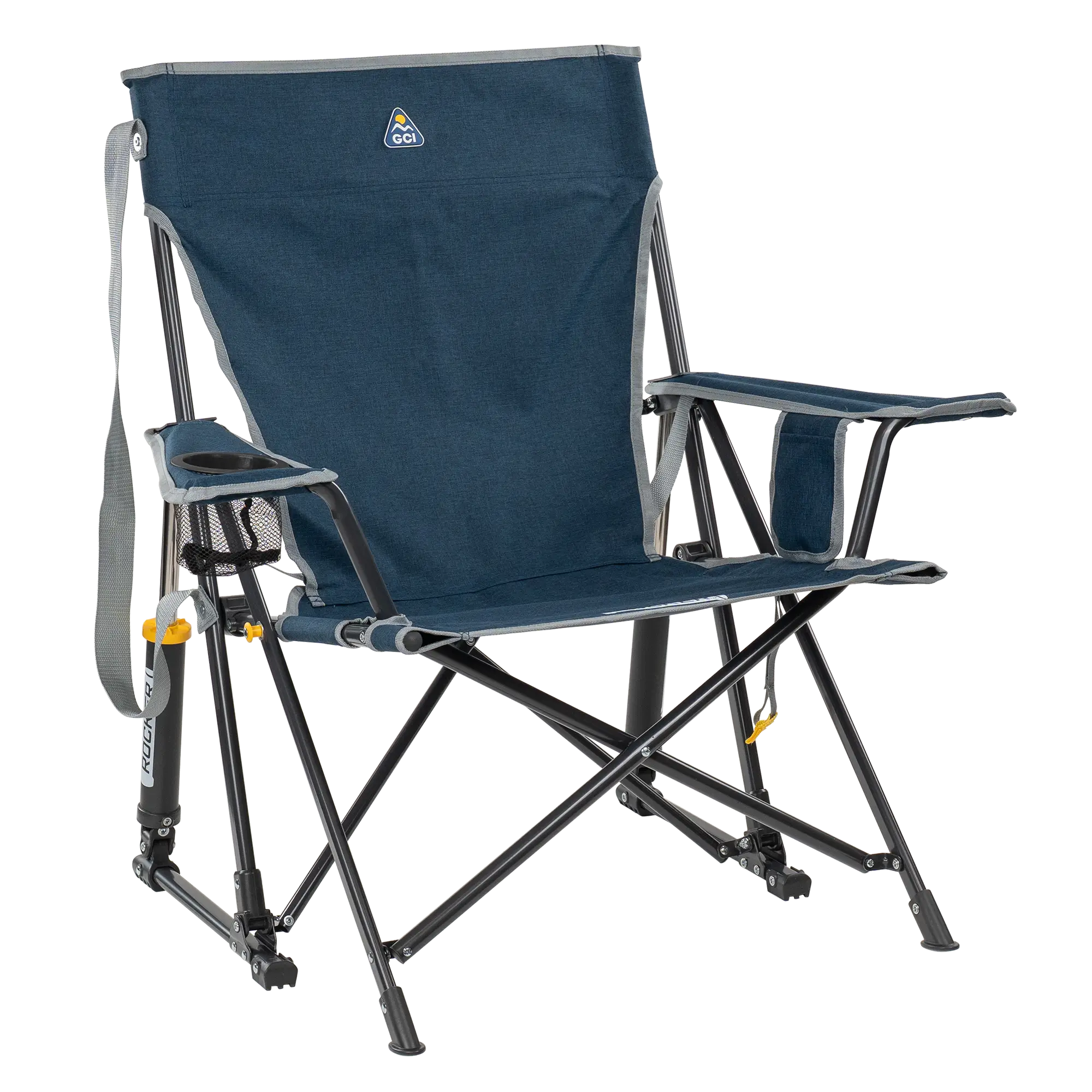 Smooth Motion Kickback Rocker - Choice 345 - Freestyle Rocker Portable Outdoor Folding Chair - Heathered Indigo