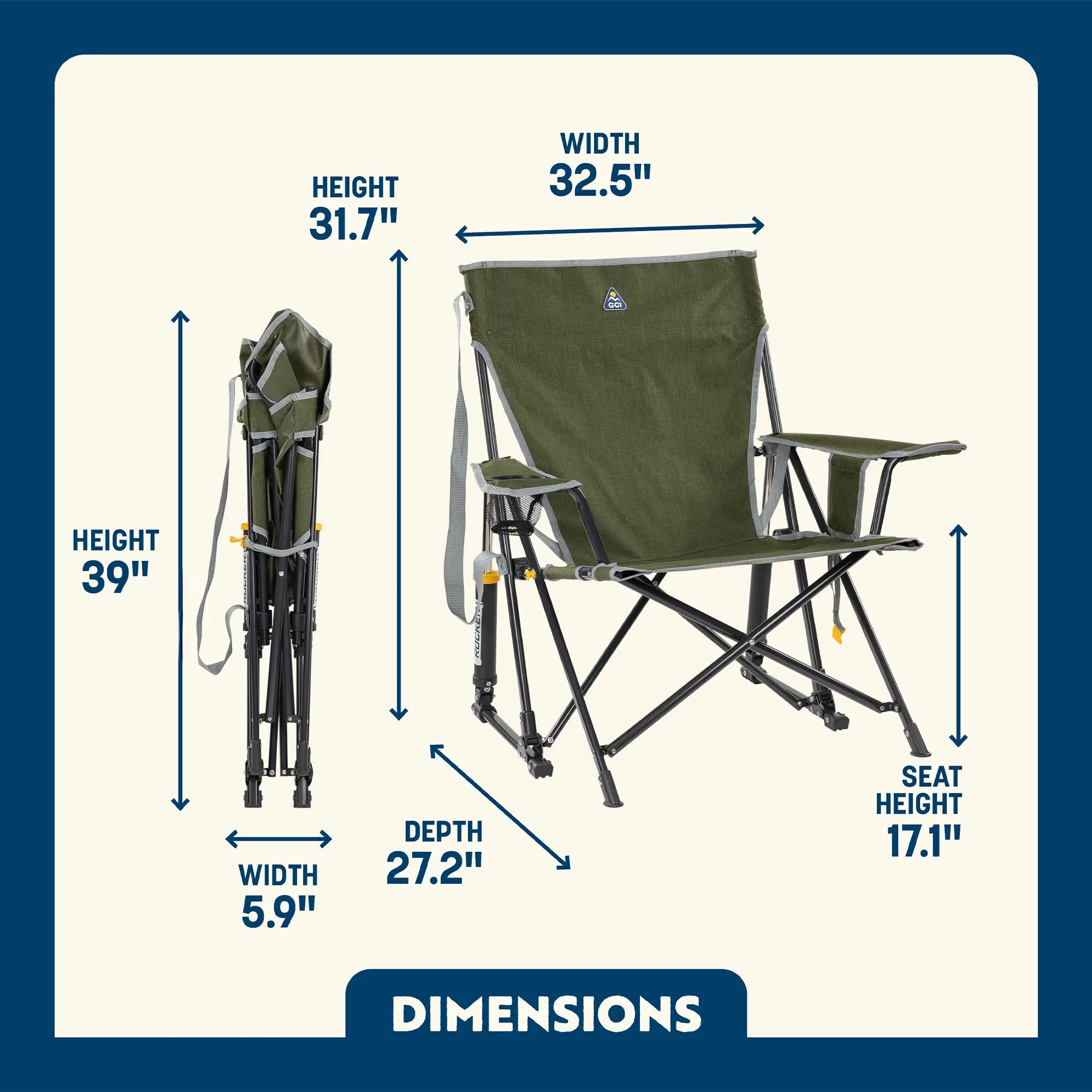 Smooth Motion Kickback Rocker - Choice 345 - Freestyle Rocker Portable Outdoor Folding Chair Detail