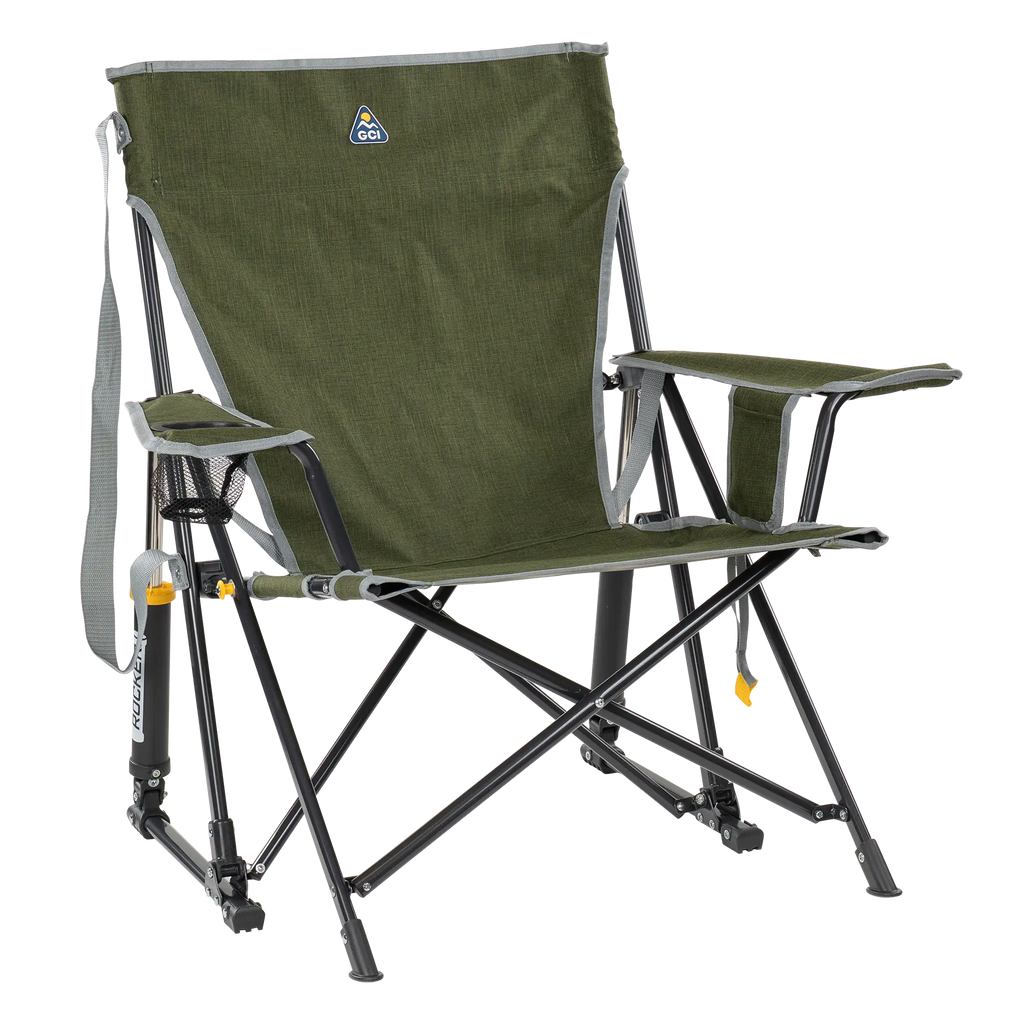 Smooth Motion Kickback Rocker - Choice 345 - Freestyle Rocker Portable Outdoor Folding Chair - Heathered Loden