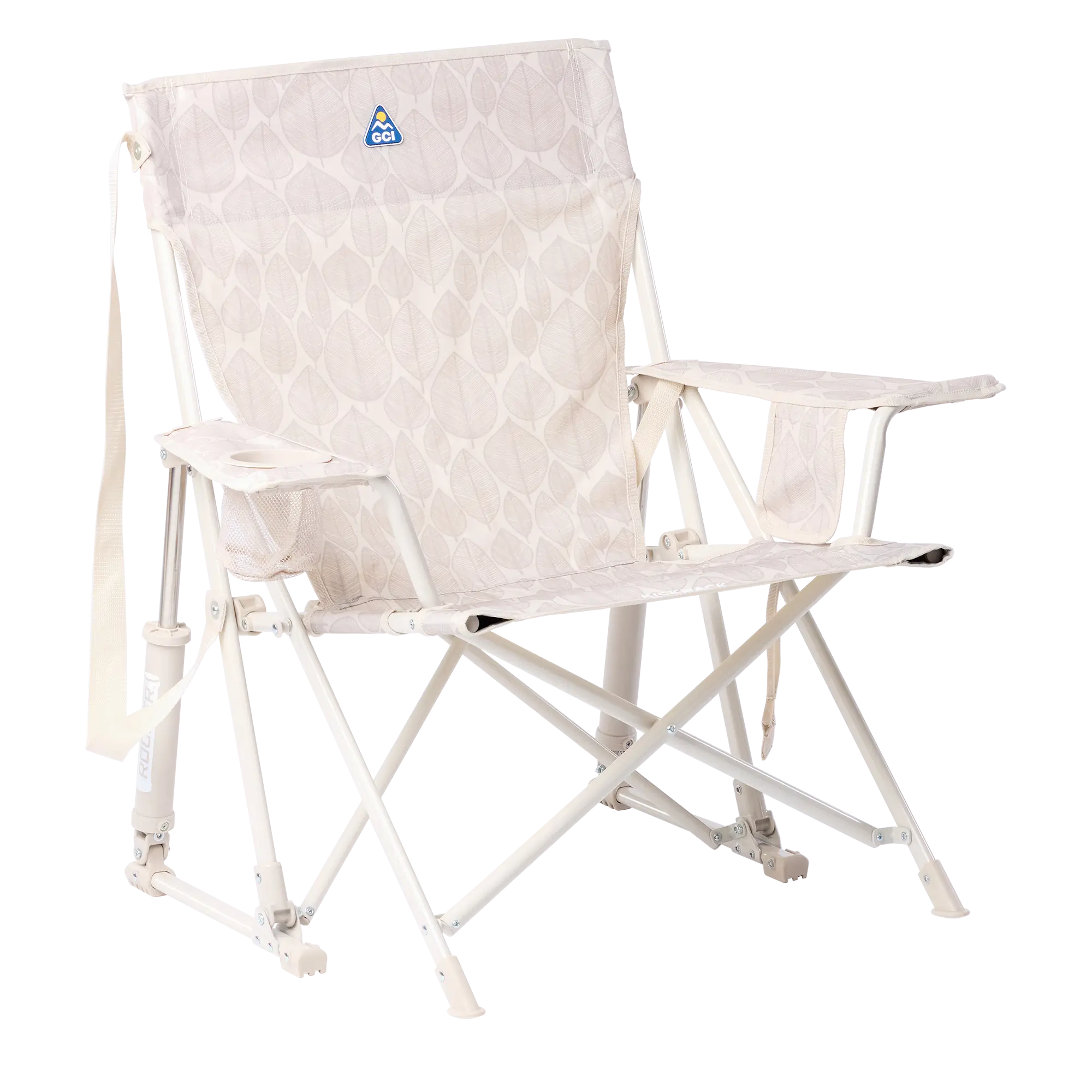 Smooth Motion Kickback Rocker - Choice 345 - Freestyle Rocker Portable Outdoor Folding Chair - Soft Neutral Leaf
