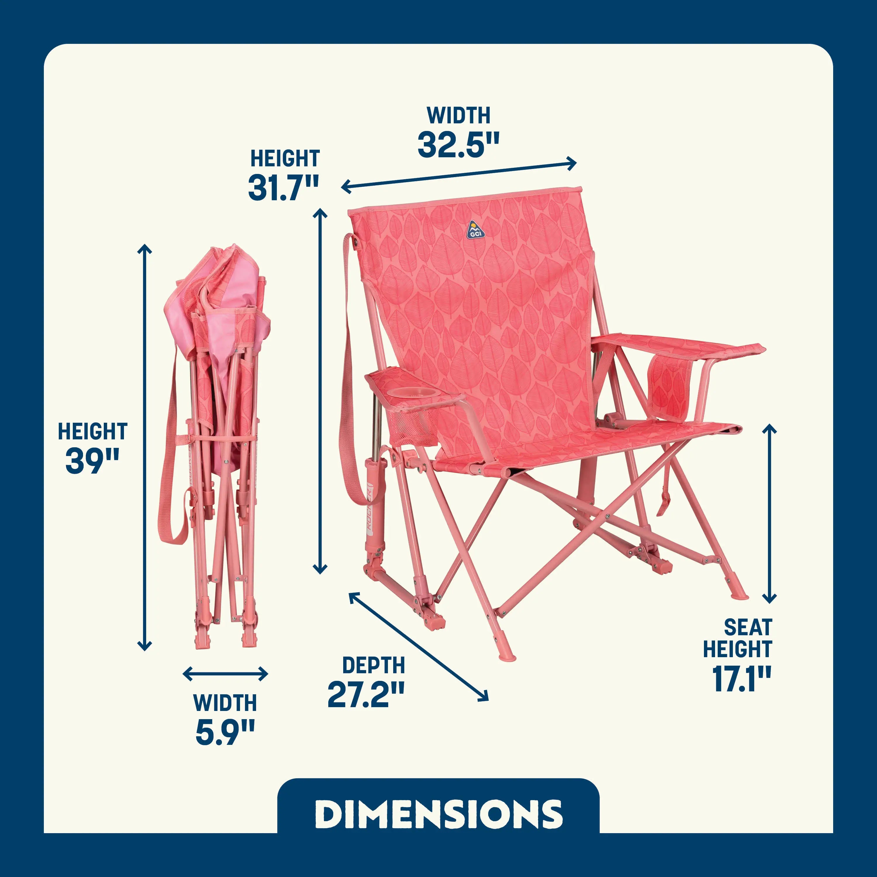Smooth Motion Kickback Rocker - Choice 345 - Freestyle Rocker Portable Outdoor Folding Chair Detail