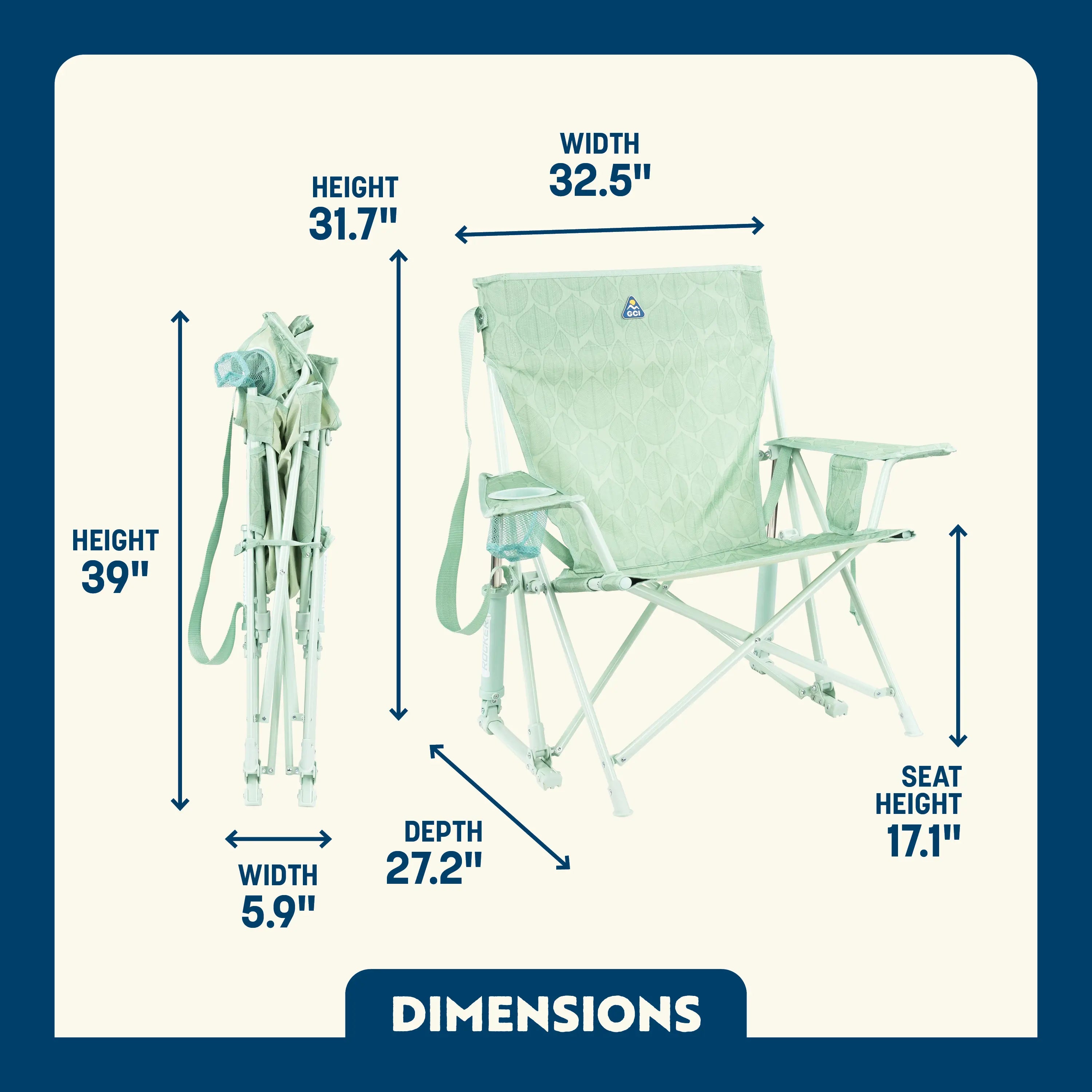 Smooth Motion Kickback Rocker - Choice 345 - Freestyle Rocker Portable Outdoor Folding Chair Detail