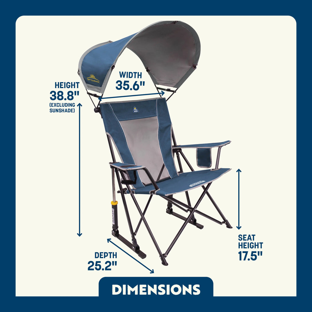 Smooth Motion SunShade Rocker - Choice 550 - Freestyle Rocker Portable Outdoor Folding Chair Detail