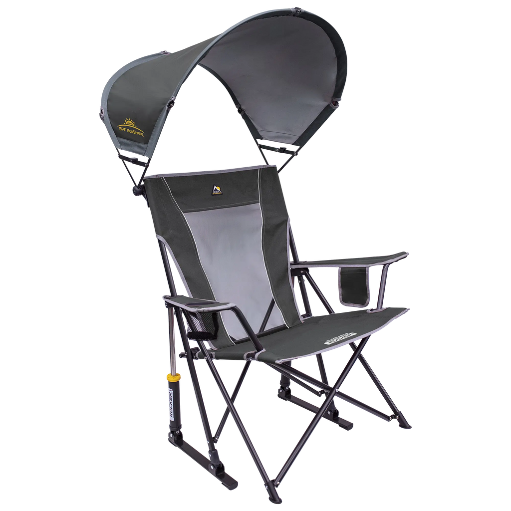 Smooth Motion SunShade Rocker - Choice 550 - Freestyle Rocker Portable Outdoor Folding Chair - Pewter