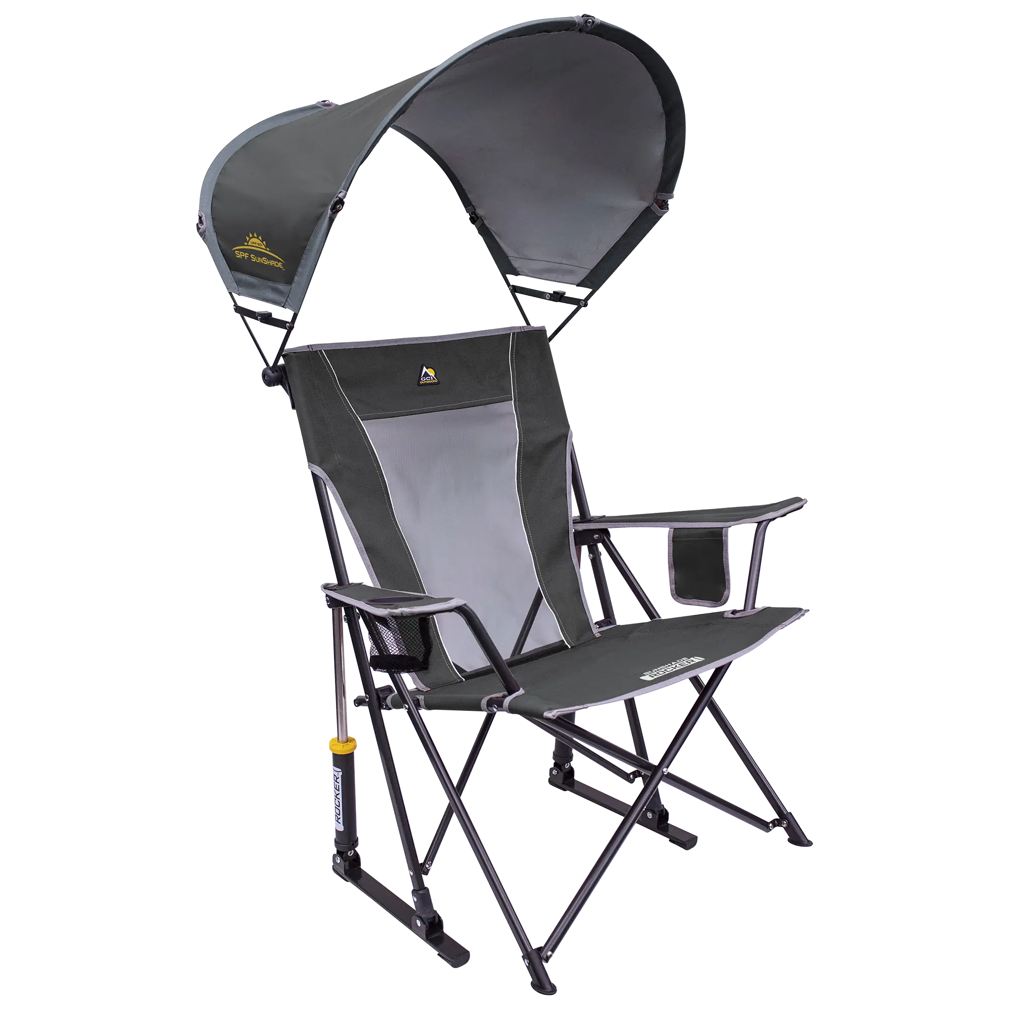 Smooth Motion SunShade Rocker - Choice 550 - Freestyle Rocker Portable Outdoor Folding Chair - Pewter