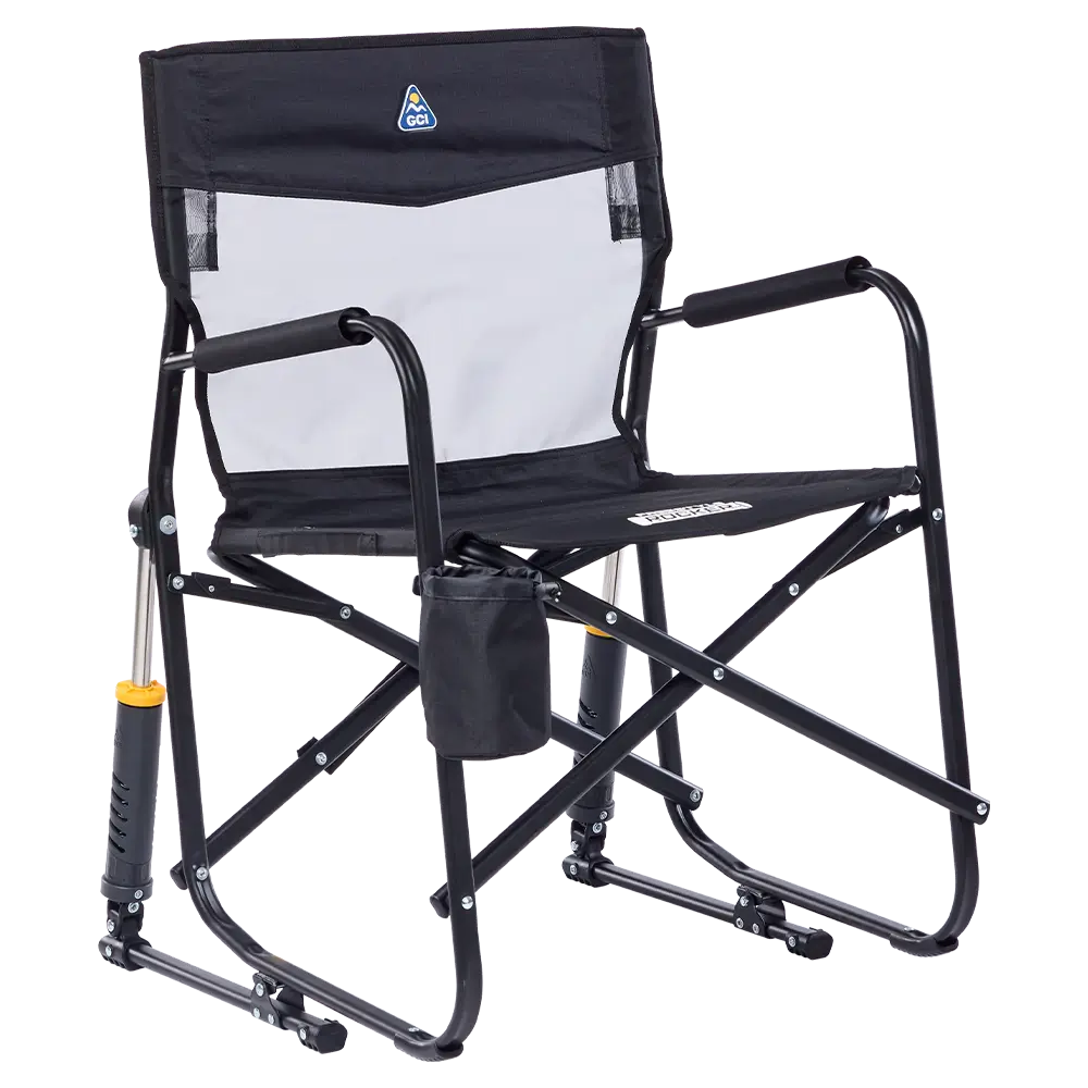 Patented Spring-Action Freestyle Rocker Elite - Choice 460 - Heavy-Duty Kickback Rocker with Beverage Holder - Black
