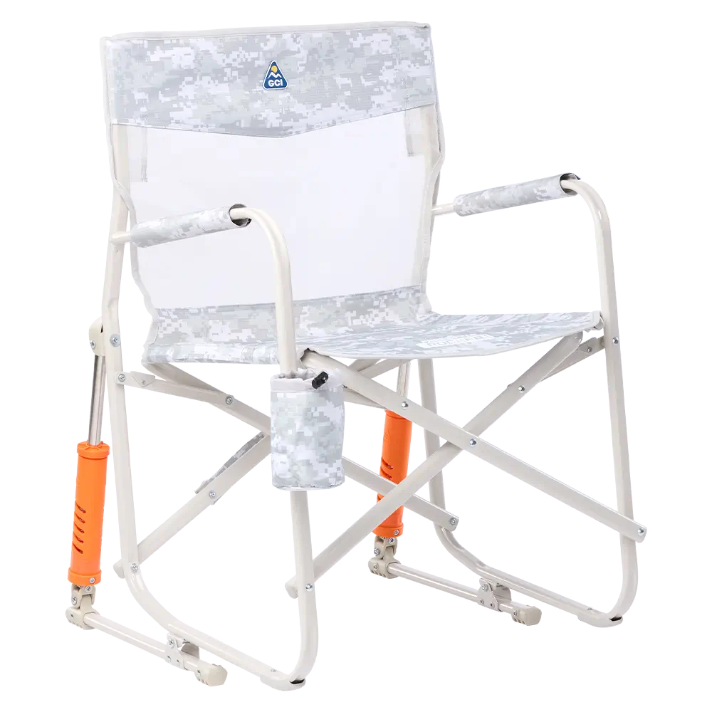 Patented Spring-Action Freestyle Rocker Elite - Choice 460 - Heavy-Duty Kickback Rocker with Beverage Holder - Snow Camo