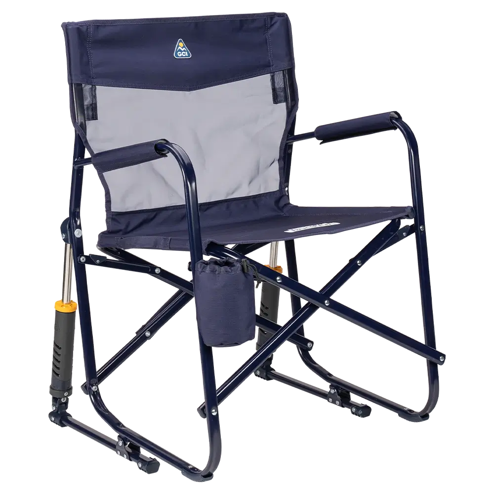Patented Spring-Action Freestyle Rocker Elite - Choice 460 - Heavy-Duty Kickback Rocker with Beverage Holder - Rich Blue
