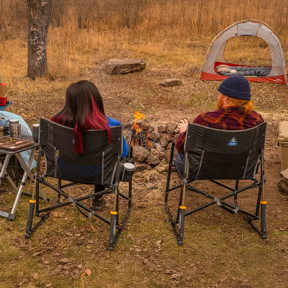 Luxury Camp Freestyle Rocker XL - Choice 552 - Heavy-Duty Kickback Rocker with Beverage Holder Detail