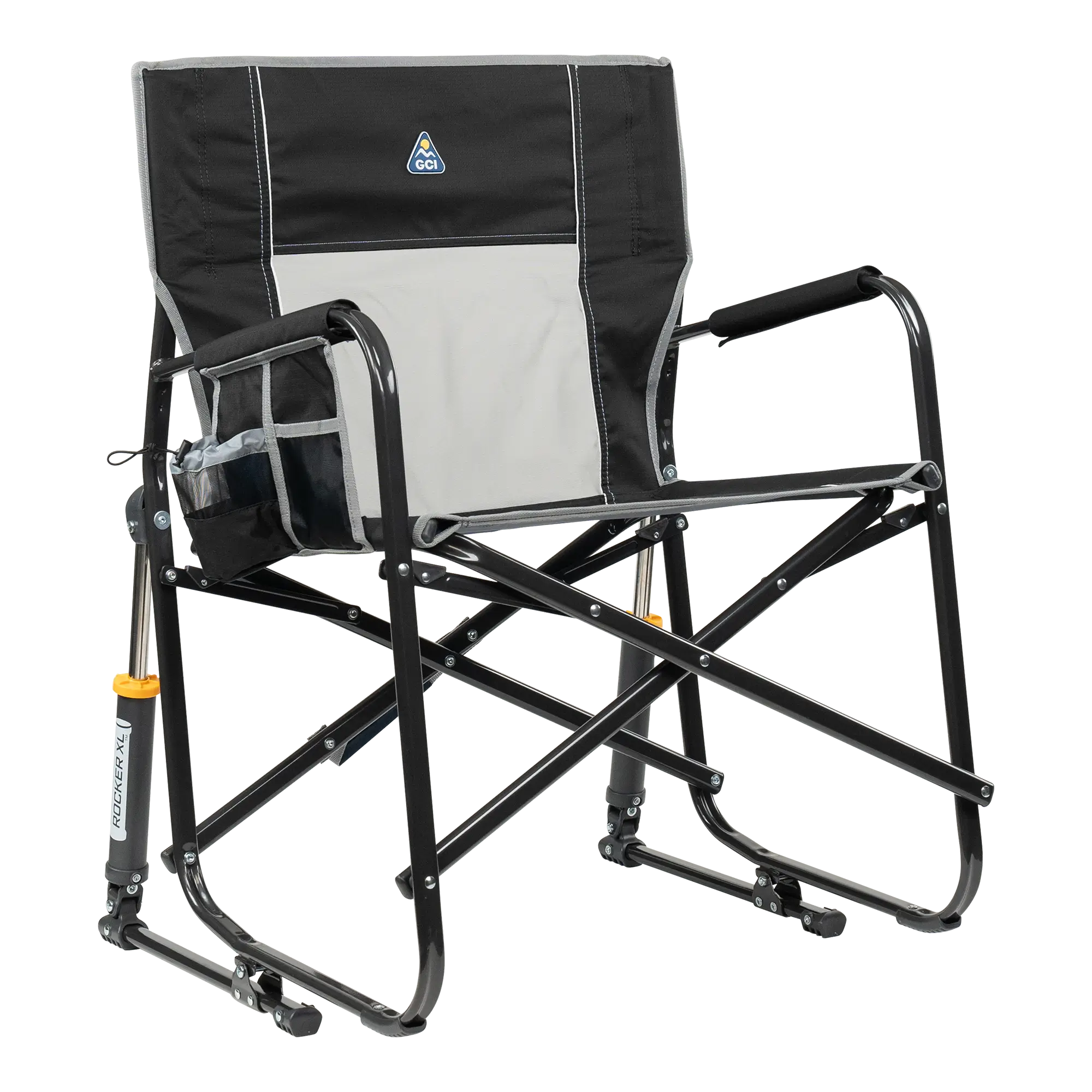 Luxury Camp Freestyle Rocker XL - Choice 552 - Heavy-Duty Kickback Rocker with Beverage Holder - Black