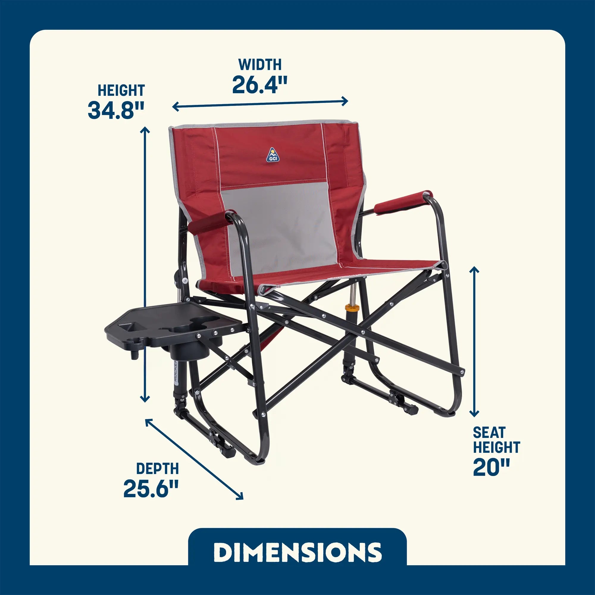 Smooth Motion Freestyle Rocker XL with Side Table - Choice 836 - RoadTrip Rocker Smooth Motion Camp Chair Detail