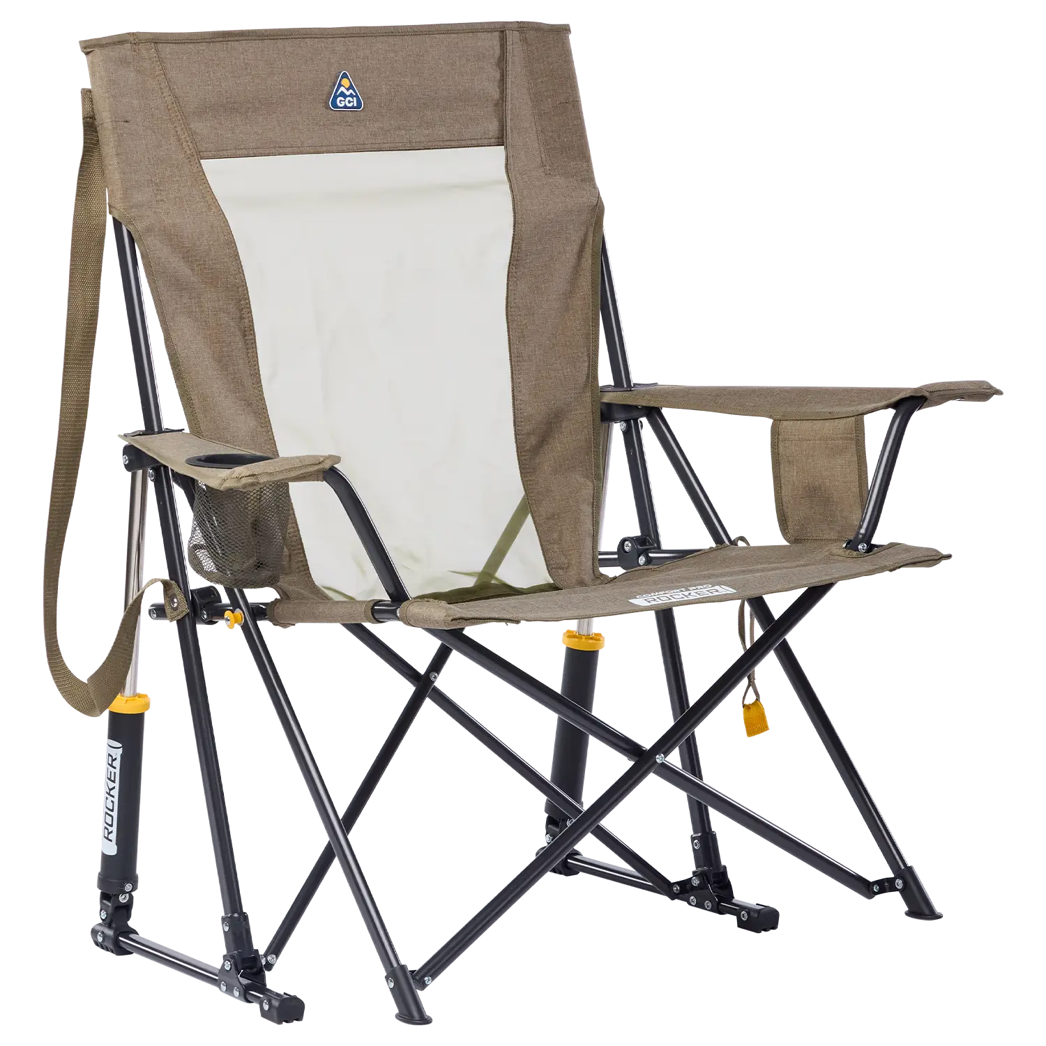 Luxury Camp Comfort Pro Rocker XL - Choice 107 - RoadTrip Rocker Smooth Motion Camp Chair - Heathered Aged Fatigue