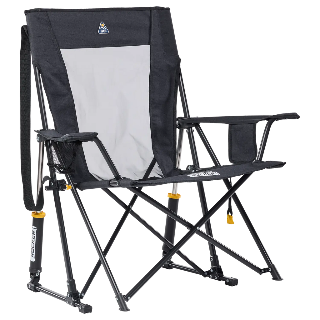 Luxury Camp Comfort Pro Rocker XL - Choice 107 - RoadTrip Rocker Smooth Motion Camp Chair - Heathered Charcoal