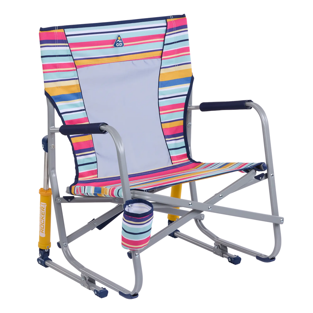 Premium All-Weather Beach Rocker - Choice 712 - Heavy-Duty Kickback Rocker with Beverage Holder - Multi Stripe