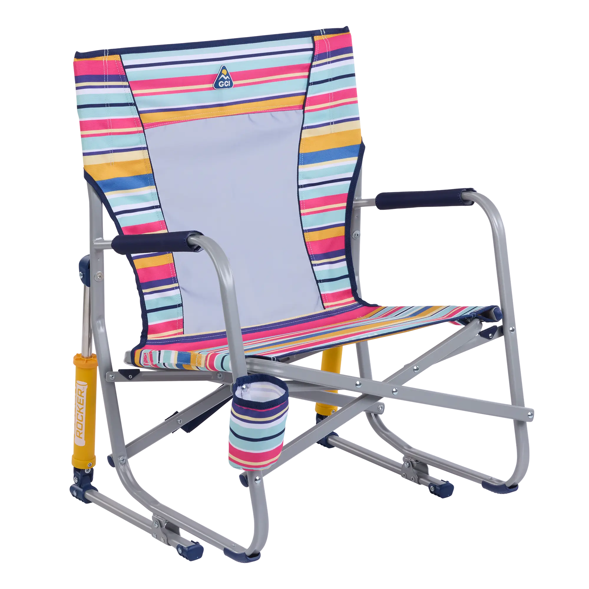 Premium All-Weather Beach Rocker - Choice 712 - Heavy-Duty Kickback Rocker with Beverage Holder - Multi Stripe