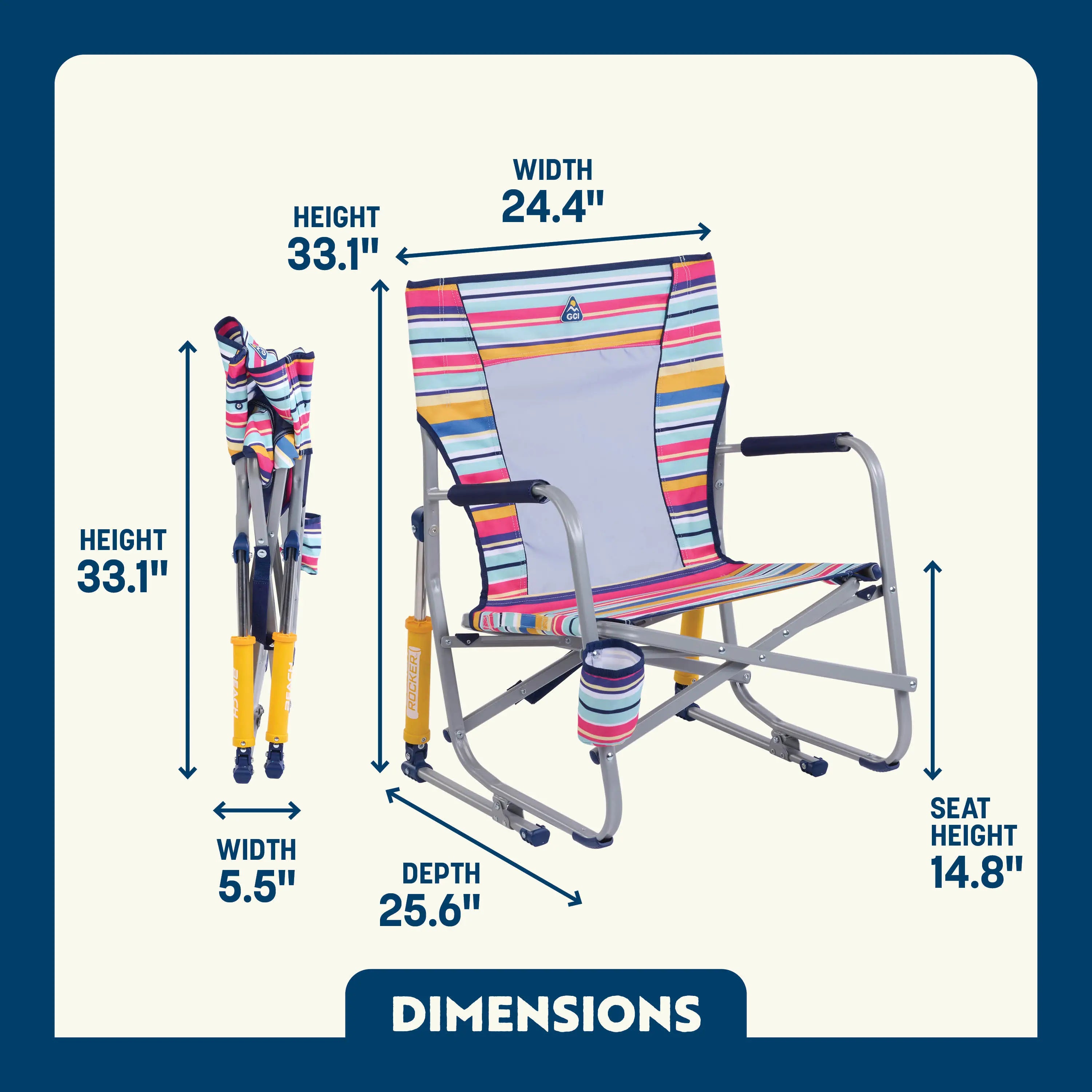 Premium All-Weather Beach Rocker - Choice 712 - Heavy-Duty Kickback Rocker with Beverage Holder Detail