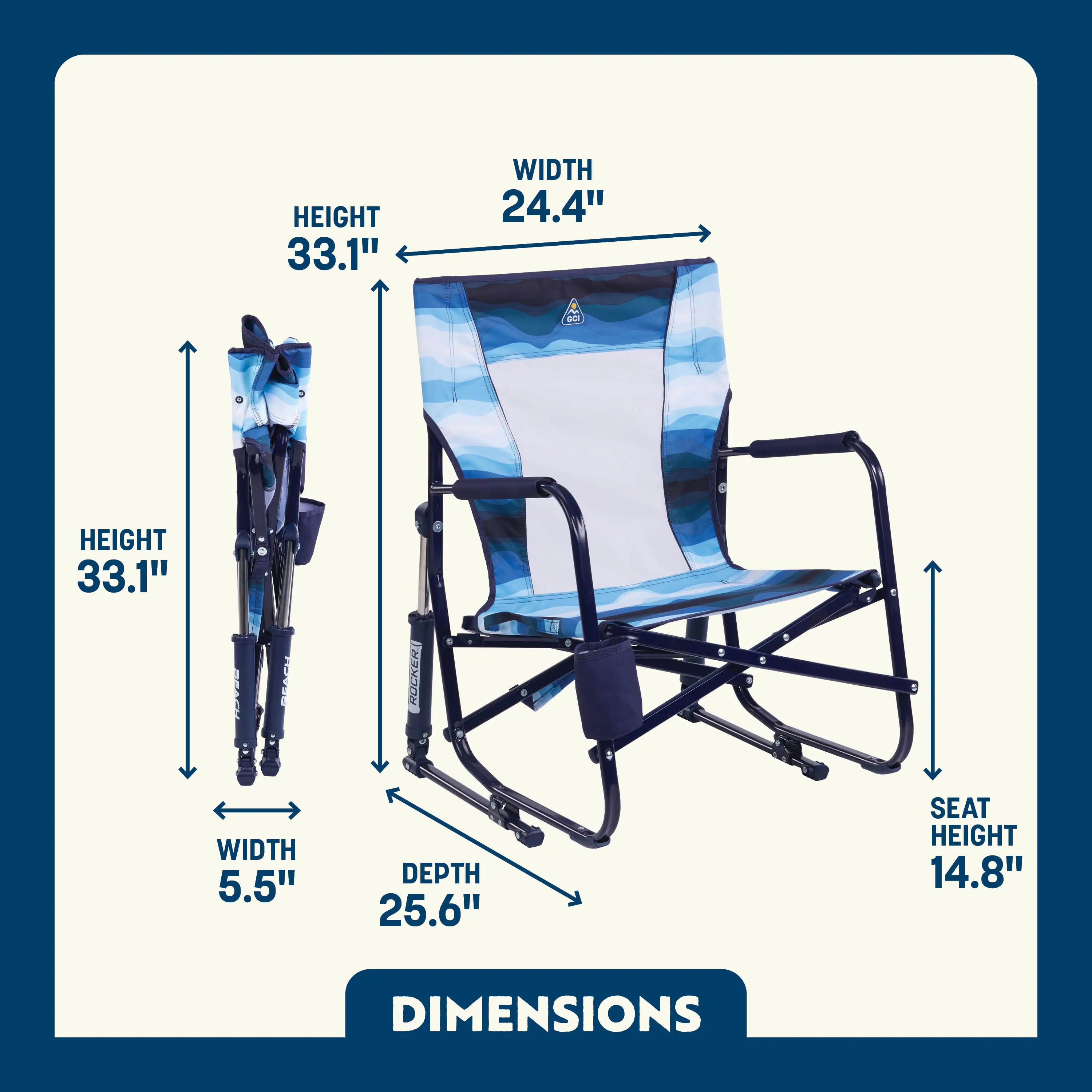 Premium All-Weather Beach Rocker - Choice 712 - Heavy-Duty Kickback Rocker with Beverage Holder Detail