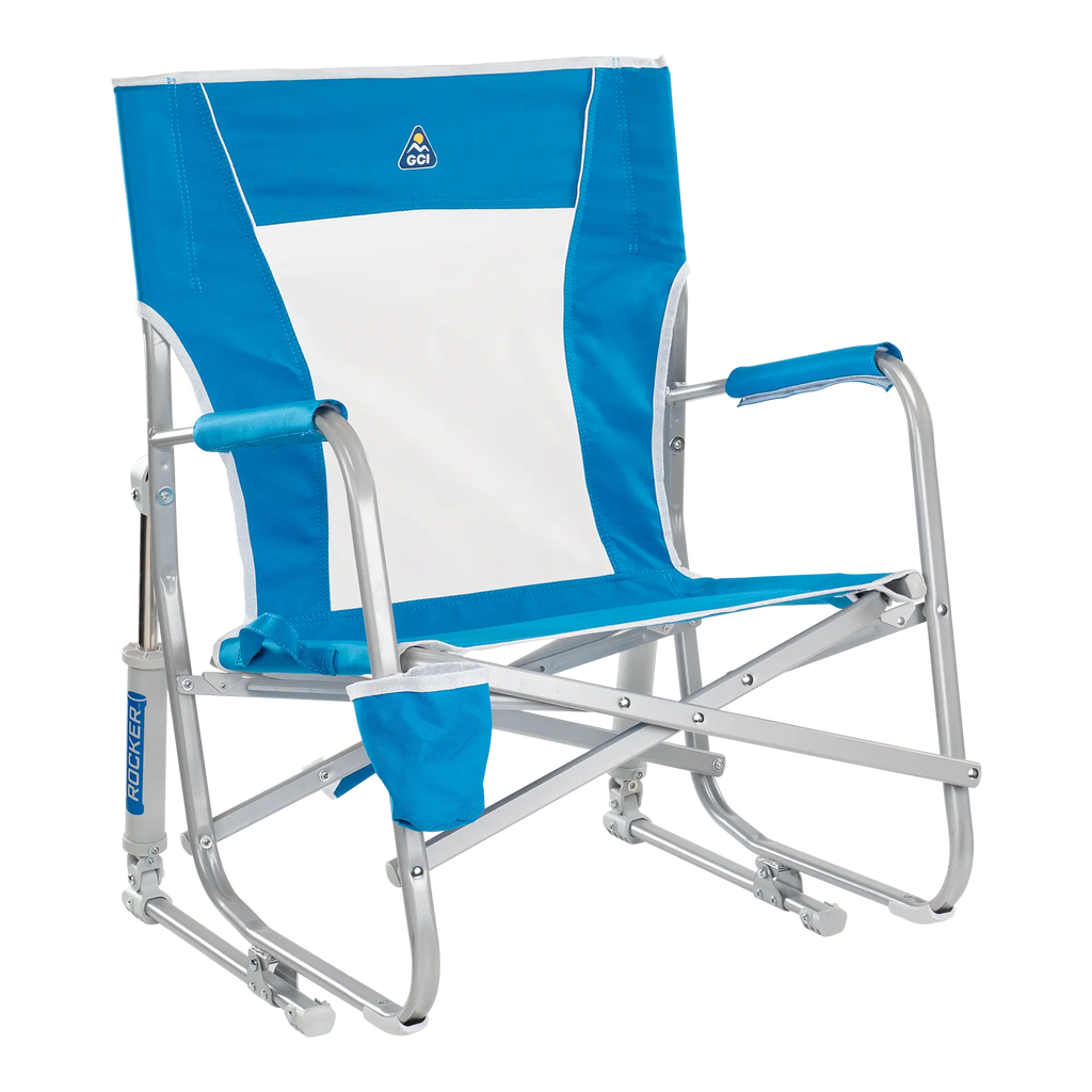 Premium All-Weather Beach Rocker - Choice 712 - Heavy-Duty Kickback Rocker with Beverage Holder - Saybrook Blue