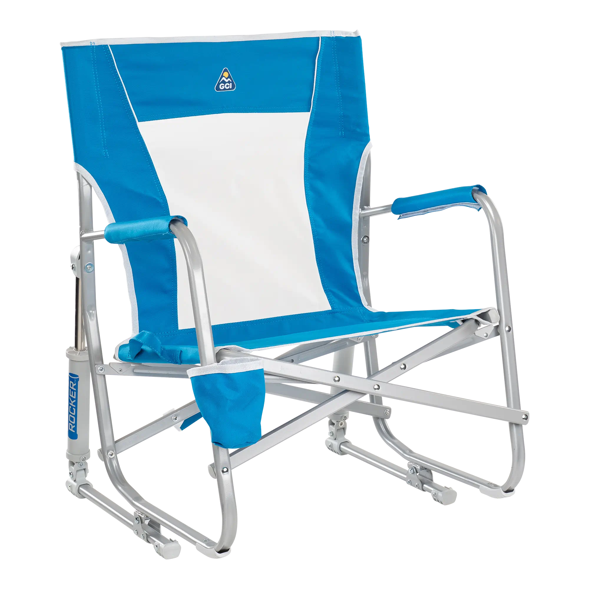 Premium All-Weather Beach Rocker - Choice 712 - Heavy-Duty Kickback Rocker with Beverage Holder - Saybrook Blue