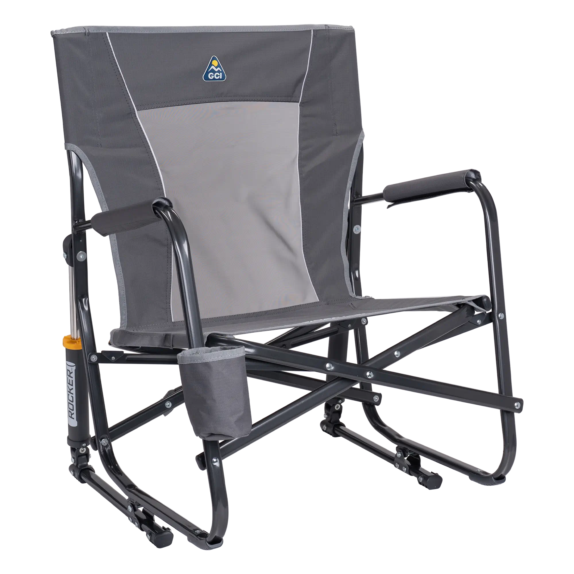 Patented Spring-Action FirePit Rocker - Choice 737 - Freestyle Rocker Portable Outdoor Folding Chair - Pewter