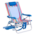 Reclining Beach Big Surf with Slide Table - Choice 334 - Portable Heavy-Duty Low Boy Chair for Ocean Side - Multi Stripe