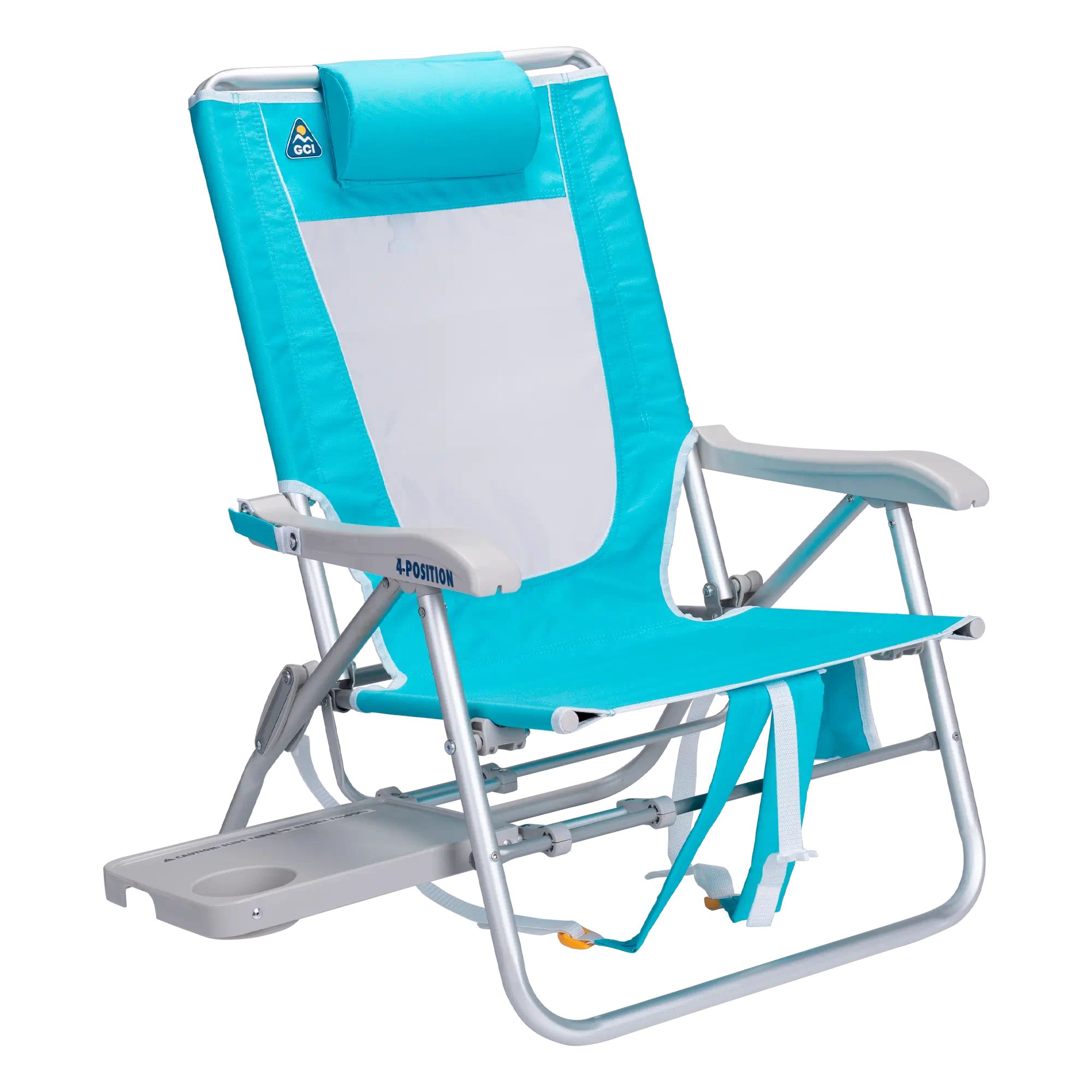 Reclining Beach Big Surf with Slide Table - Choice 334 - Portable Heavy-Duty Low Boy Chair for Ocean Side - Seafoam Green