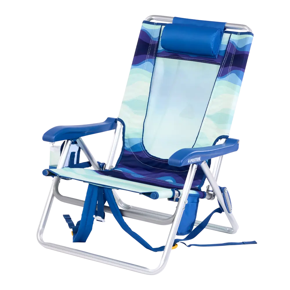 Low-Profile Backpack Beach Chair - Choice 709 - Low-Profile Reclining Beach Chair with Backpack Straps Detail
