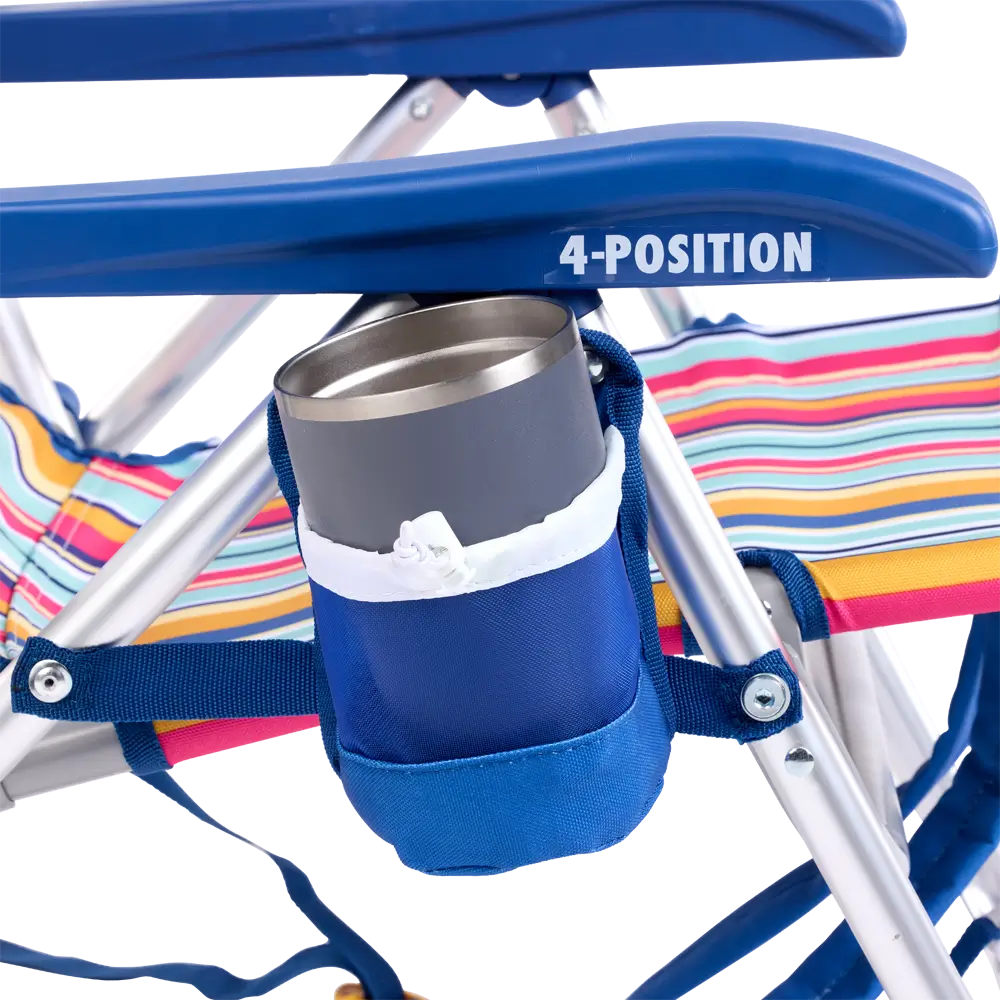 Low-Profile Backpack Beach Chair - Choice 709 - Low-Profile Reclining Beach Chair with Backpack Straps Detail
